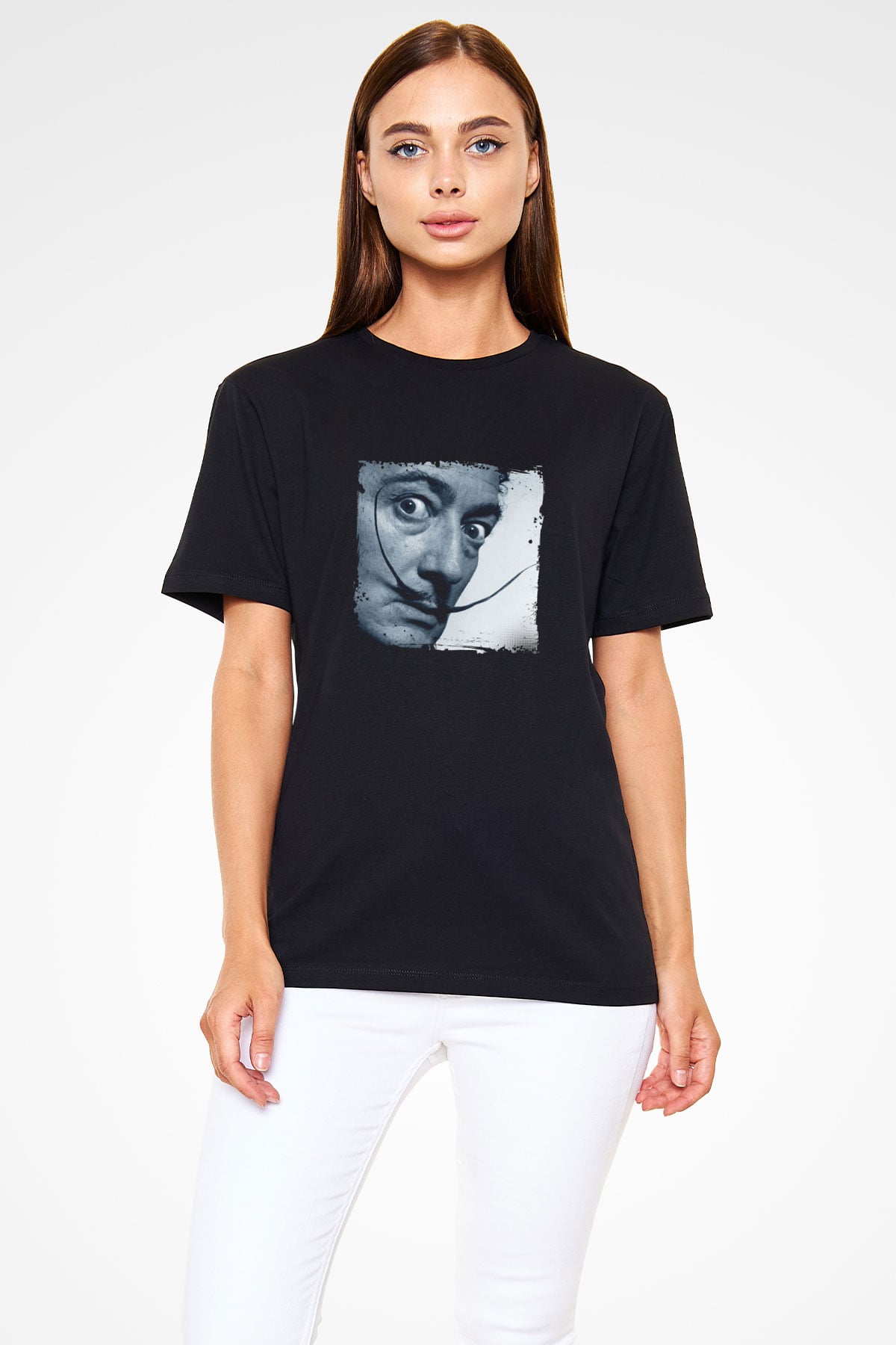 Salvador Dali Baskılı Unisex Siyah Tişört