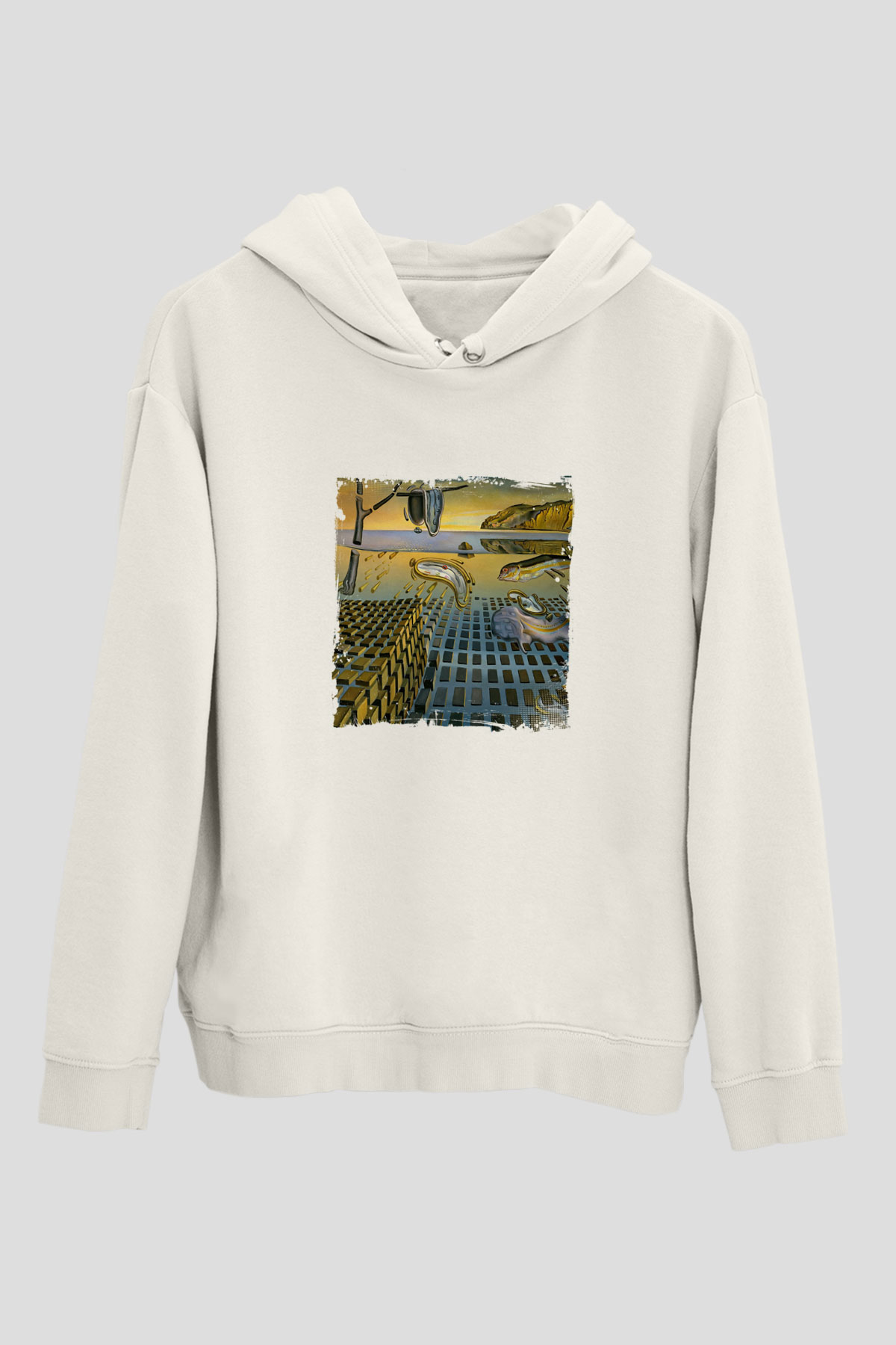 Salvador Dali Unisex Baskılı Beyaz Kapüşonlu Sweatshirt