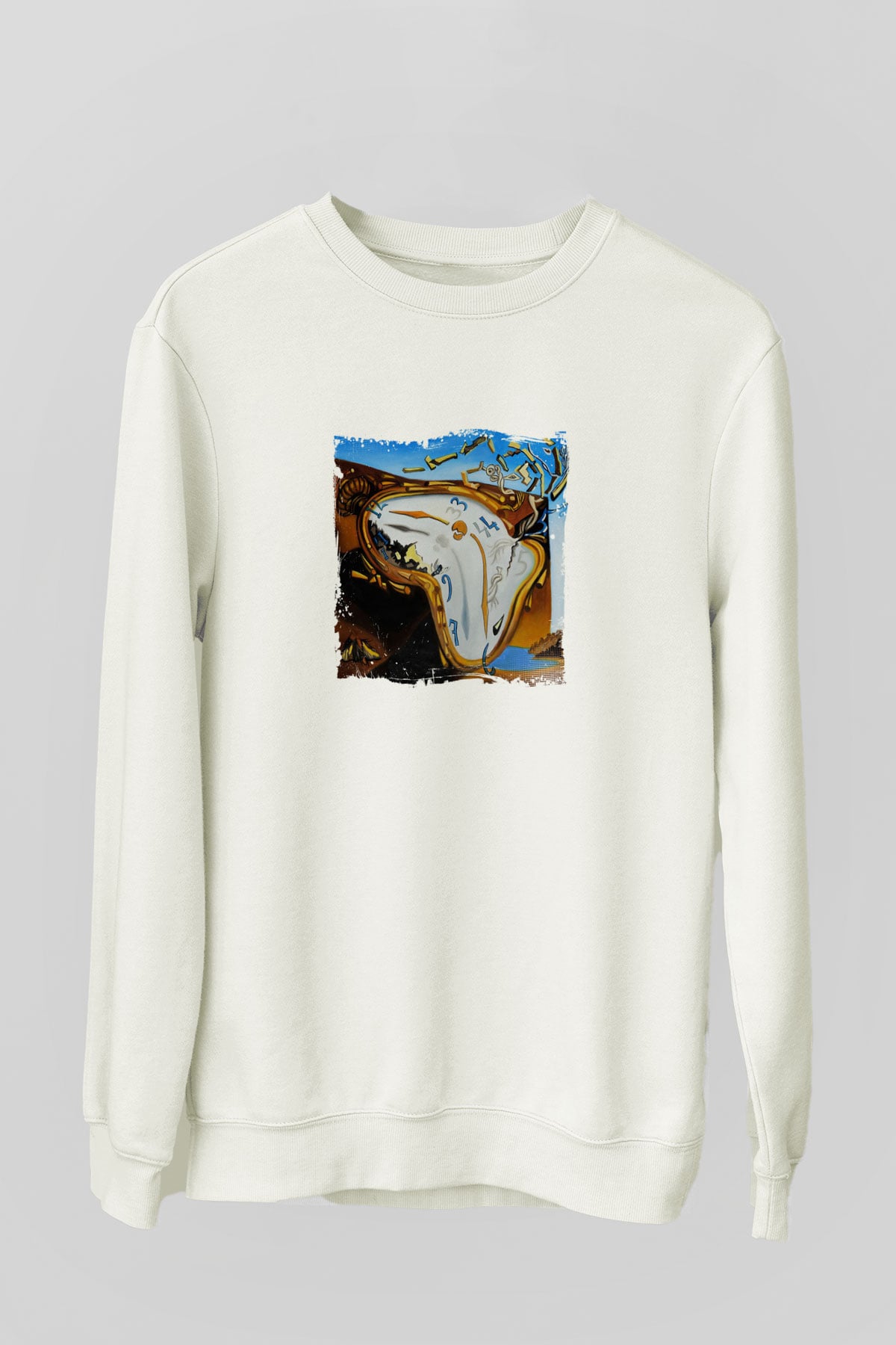 Salvador Dali Unisex Baskılı Beyaz Sweatshirt