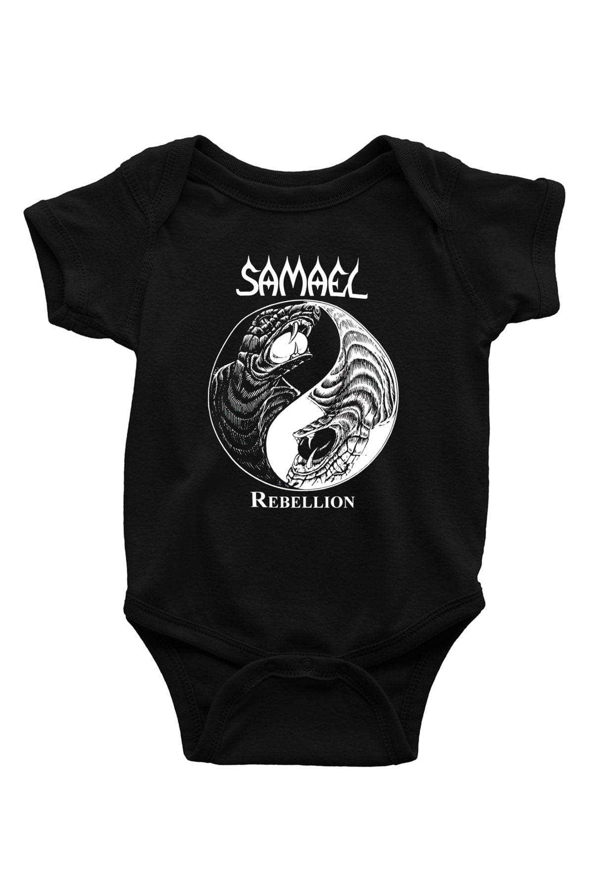 Samael Baskılı Unisex Siyah Bebek Body - Zıbın