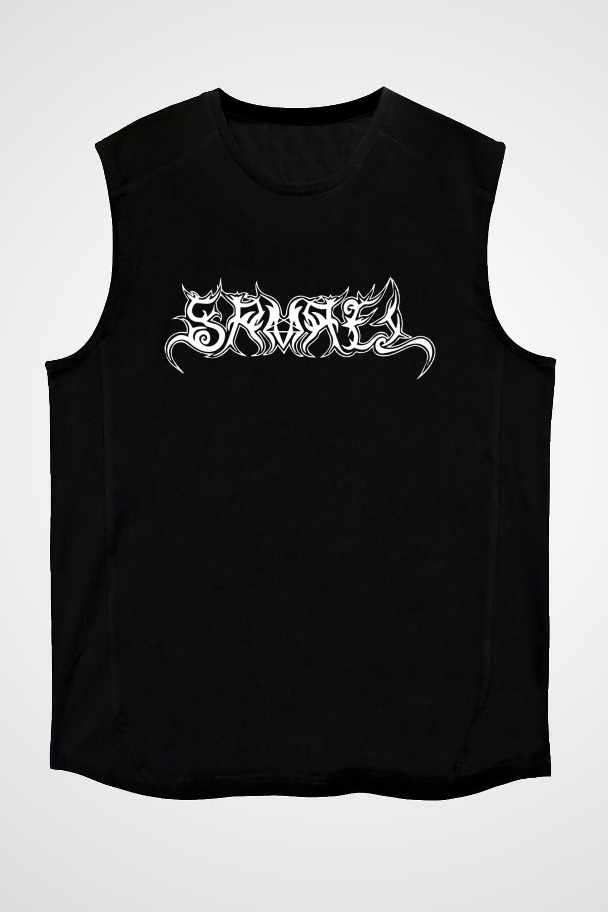 Samael Baskılı Unisex Siyah Kolsuz Tişört - Tshirt