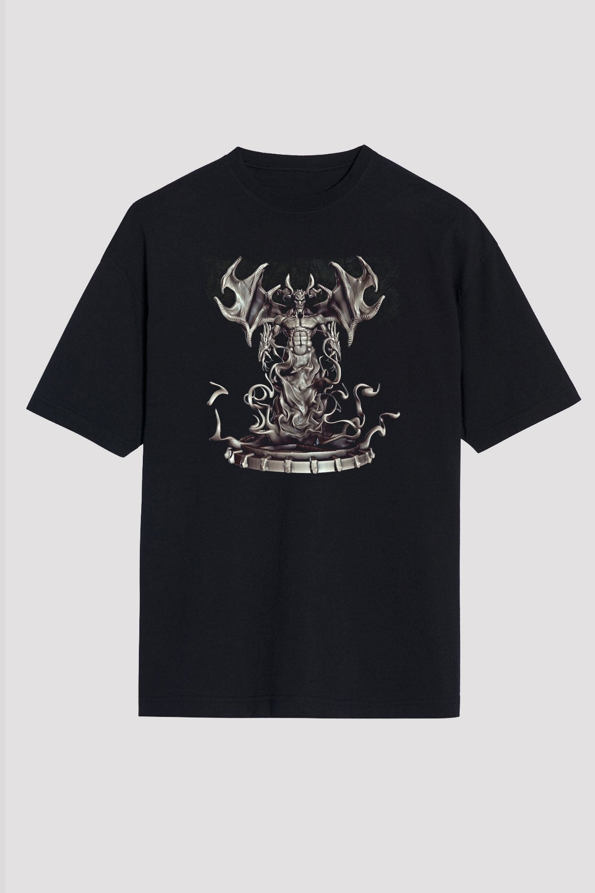 Samael Baskılı Unisex Siyah Oversize Tişört - Tshirt