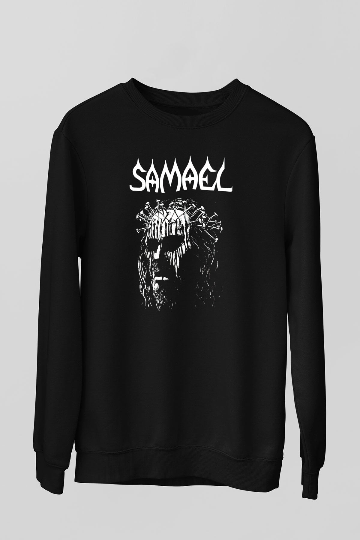 Samael Baskılı Unisex Siyah Sweatshirt