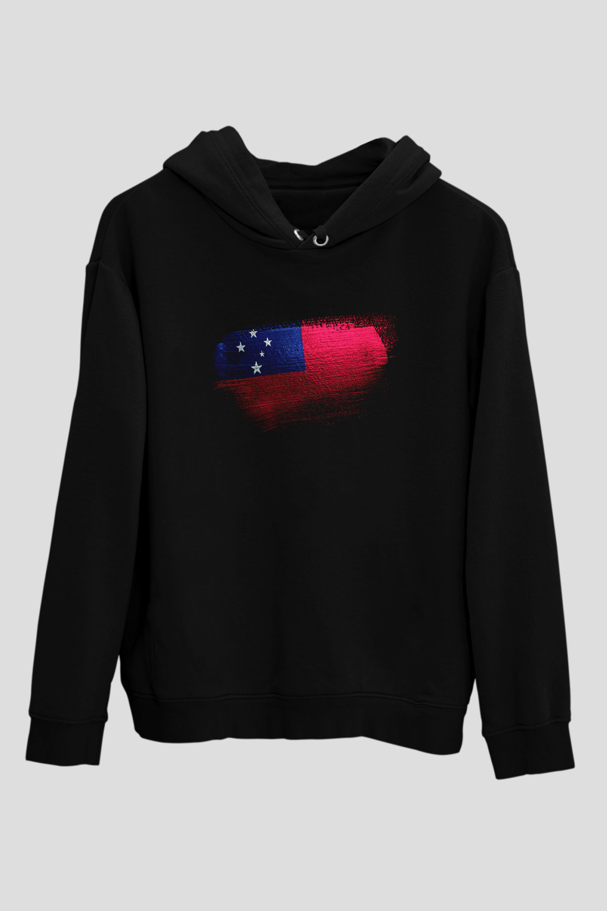 Samoa Bayrağı Baskılı Unisex Siyah Kapüşonlu Sweatshirt