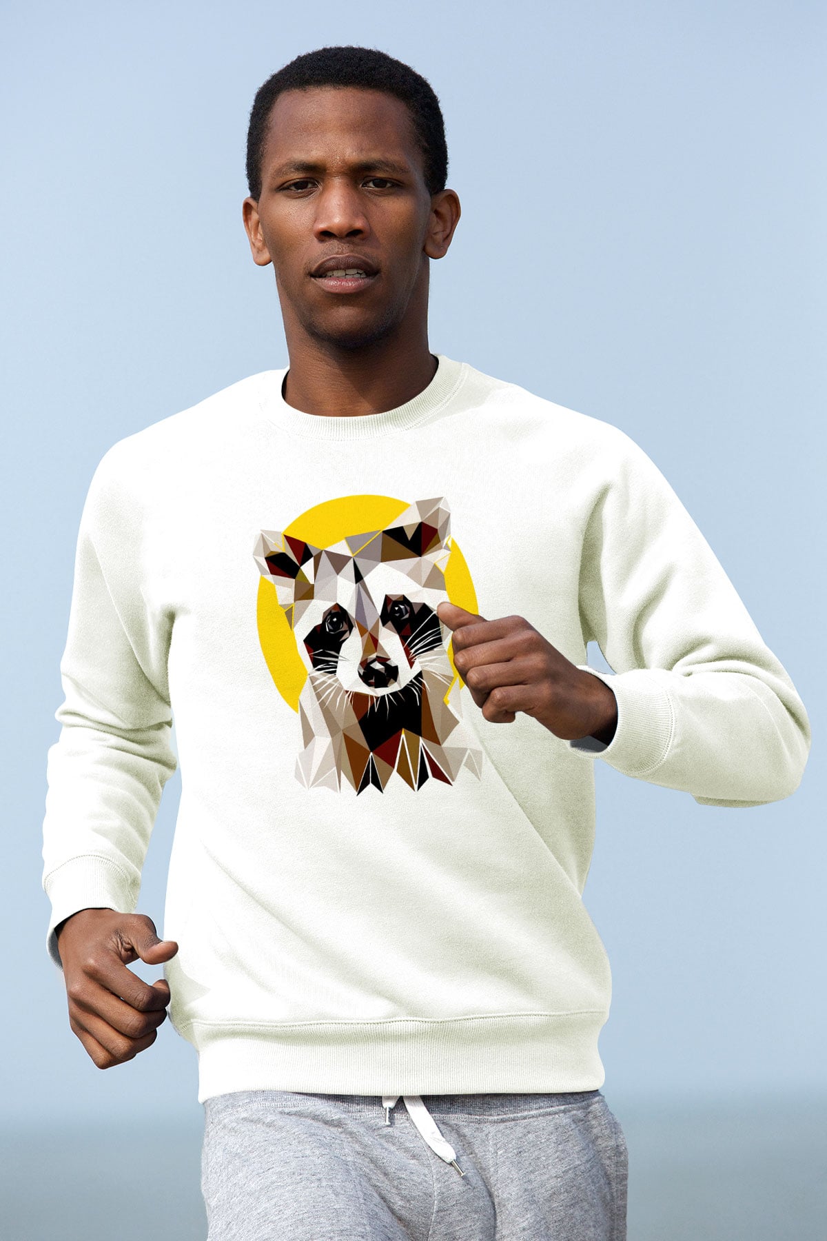 Samur Baskılı Unisex Beyaz  Sweatshirt