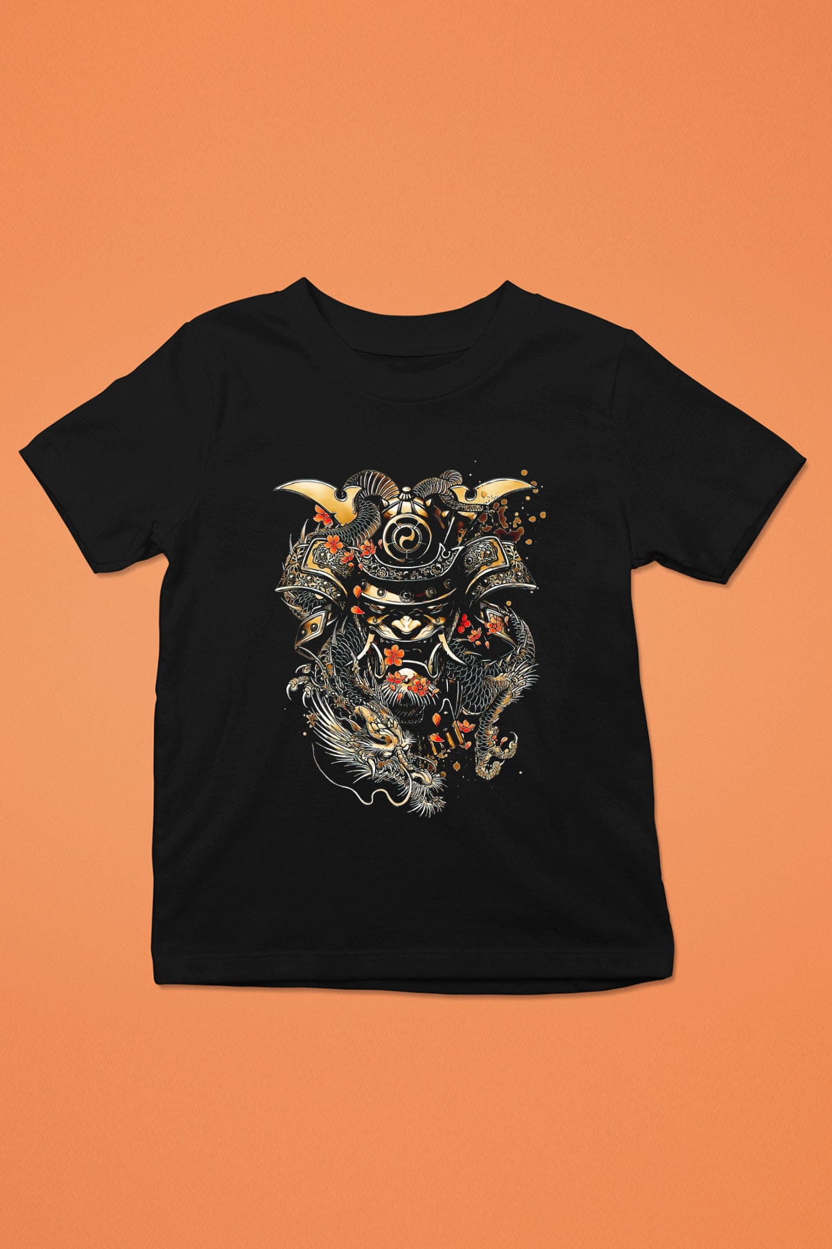 Samurai Baskılı Unisex Siyah  Çocuk Tişört