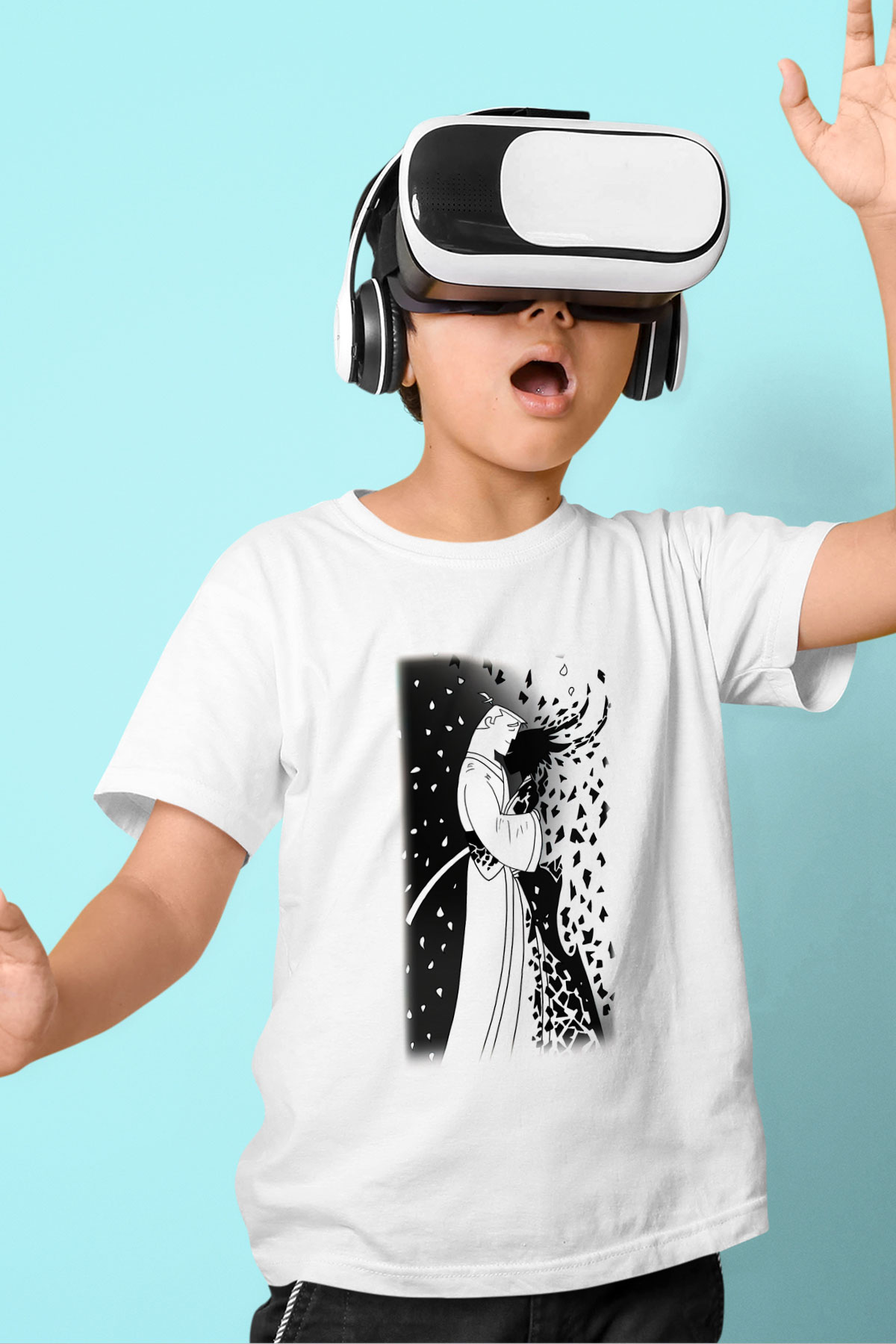 Samurai Jack Baskılı Beyaz Unisex Çocuk Tişört
