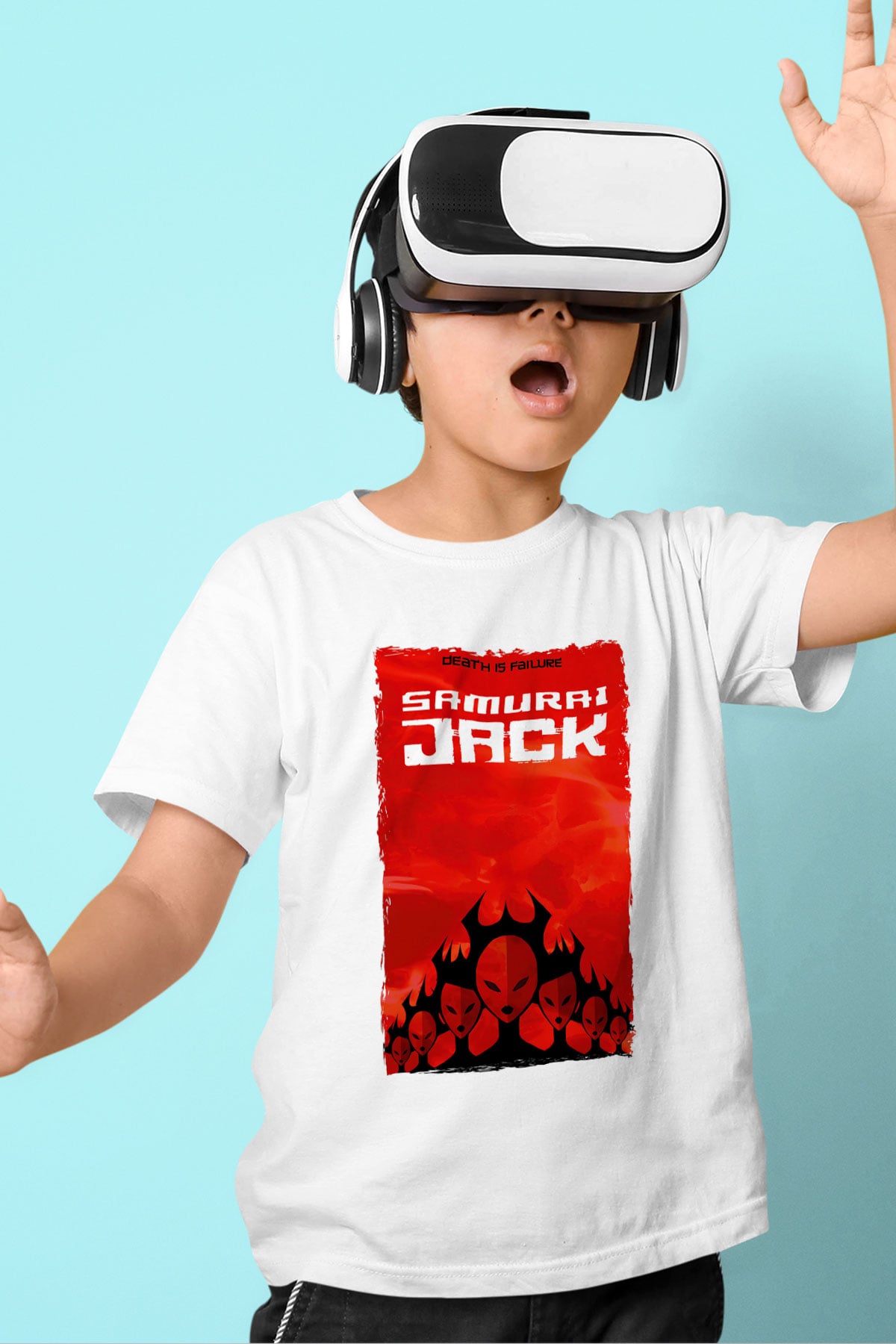 Samurai Jack Beyaz Unisex Çocuk Tişört