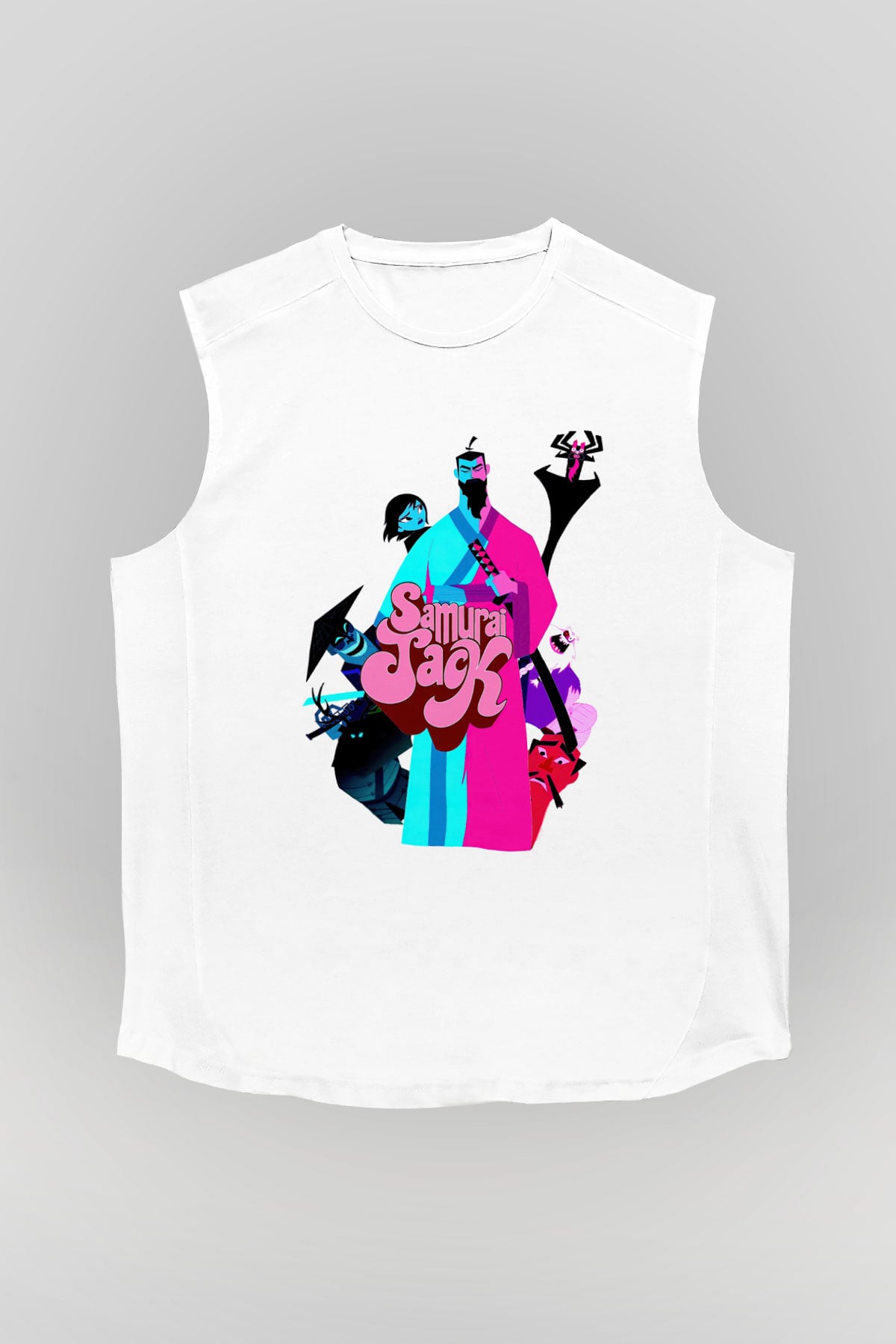 Samurai Jack Beyaz Unisex Kolsuz Tişört