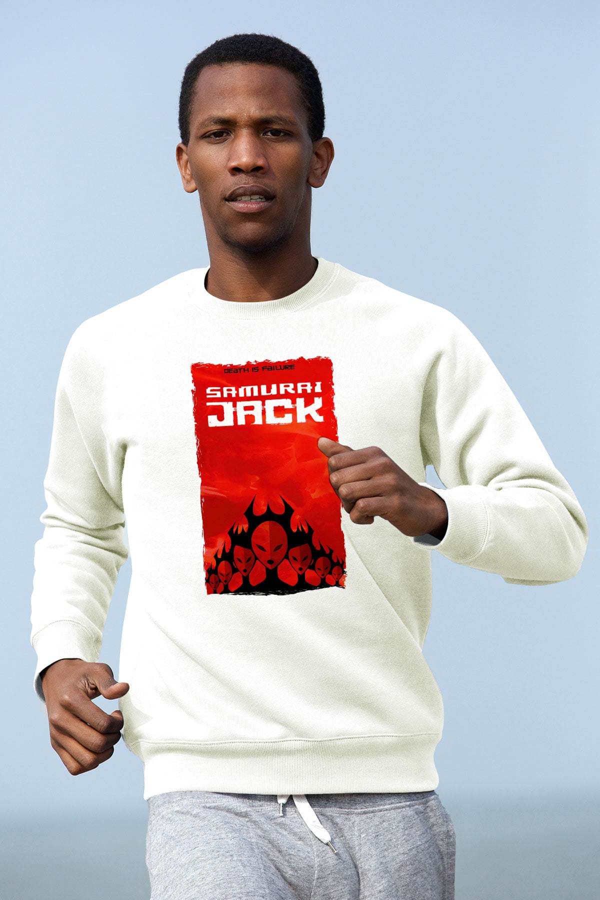 Samurai Jack Beyaz Unisex Sweatshirt