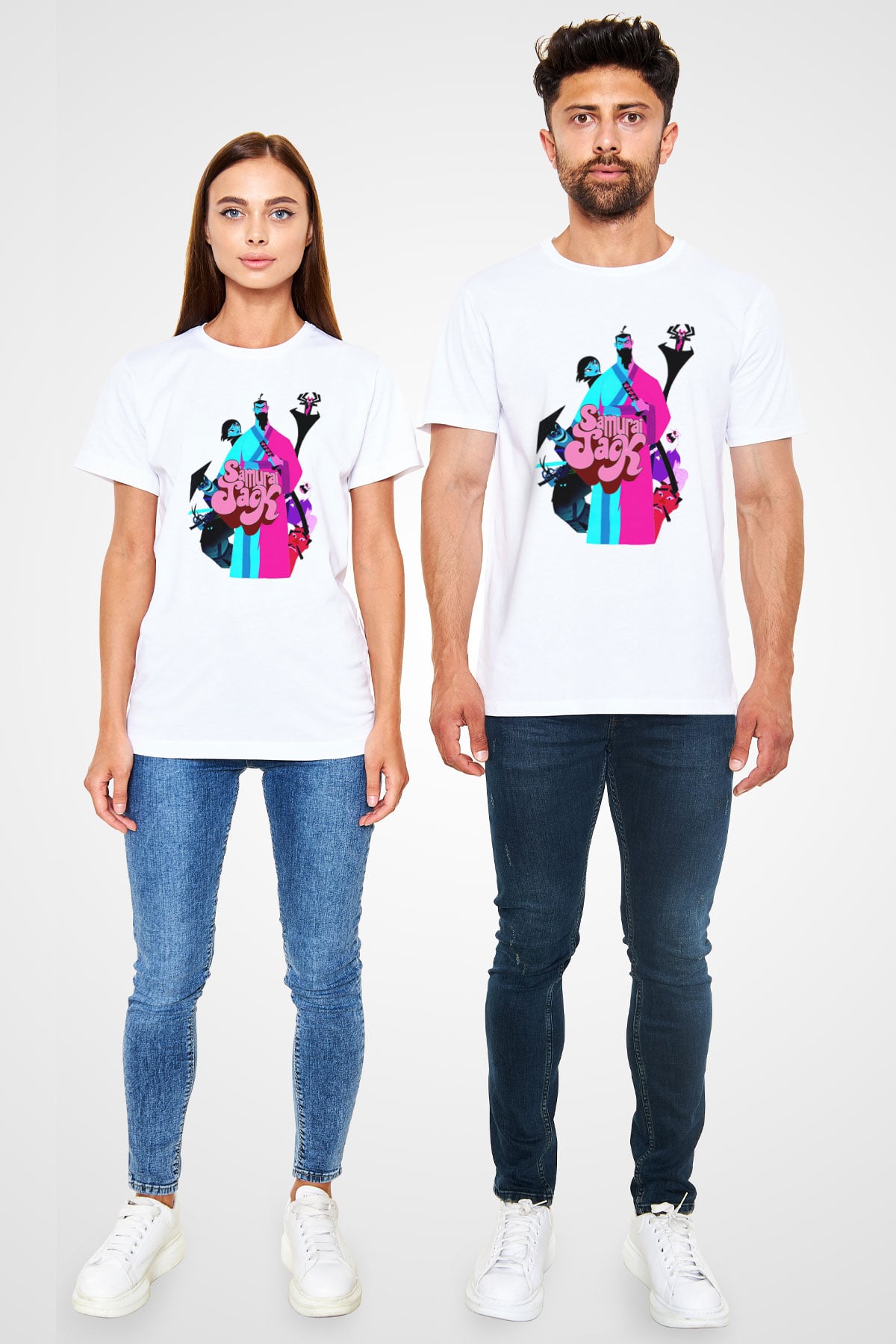 Samurai Jack Beyaz Unisex Tişört T-Shirt