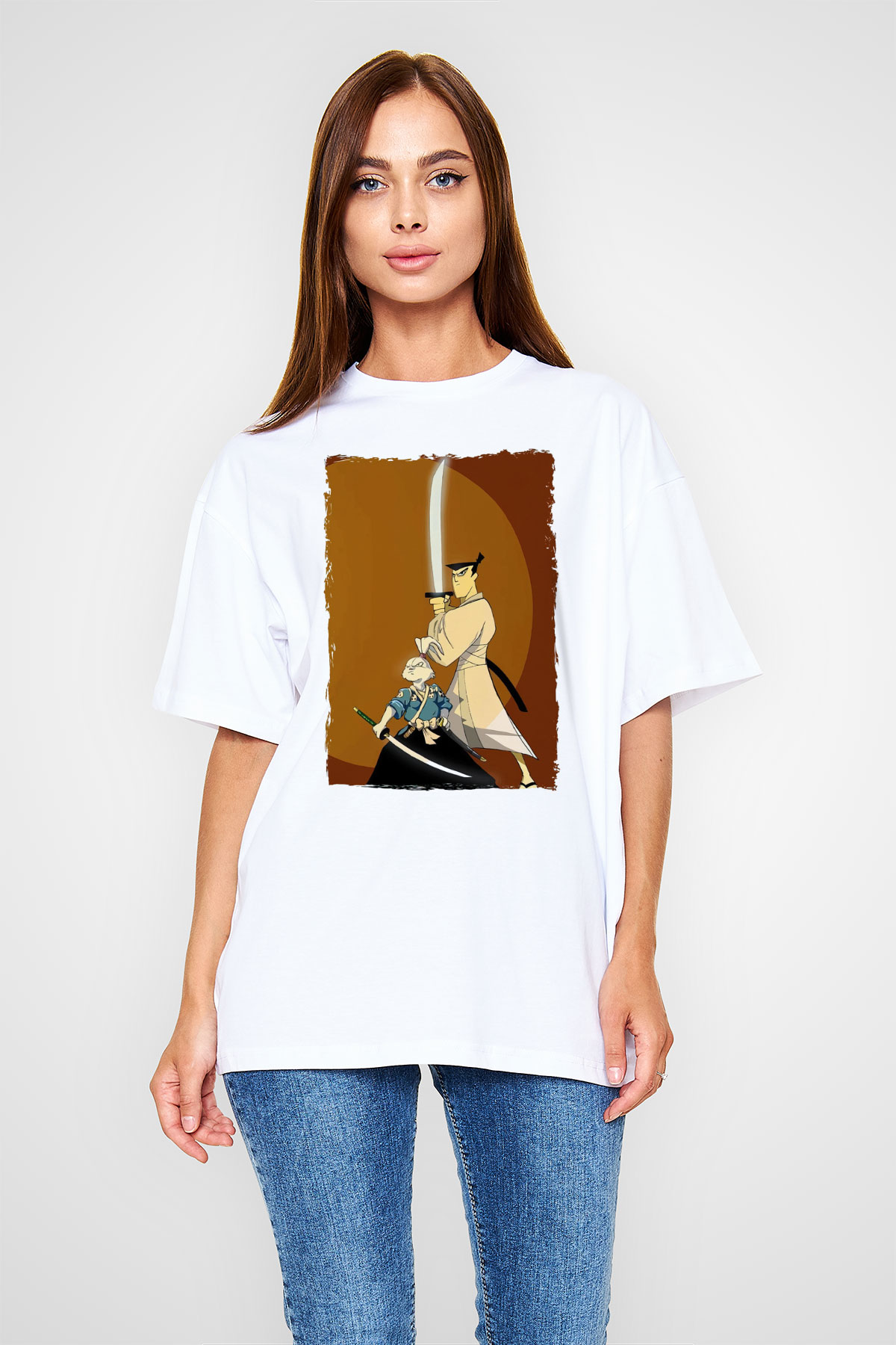 Samurai Jack Beyaz Unisex Tişört T-Shirt
