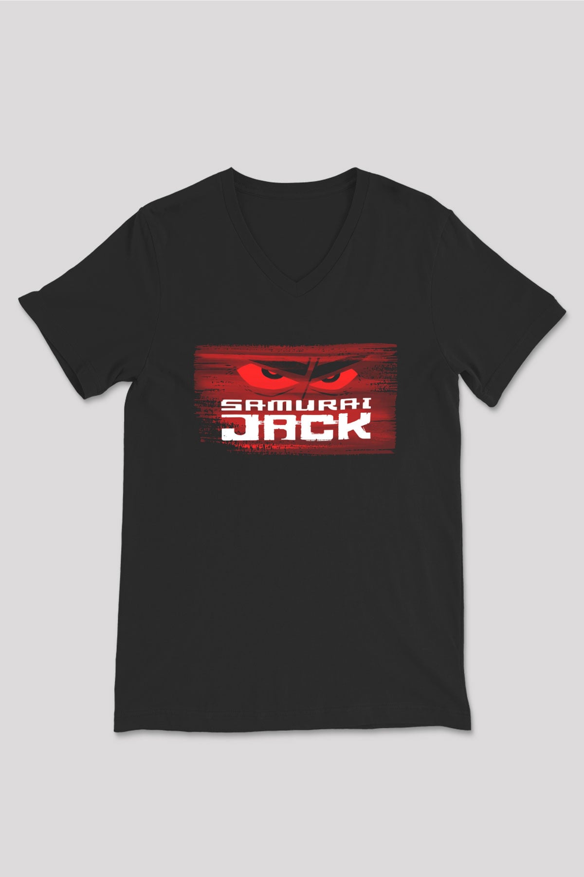 Samurai Jack Siyah Unisex V Yaka Tişört T-Shirt