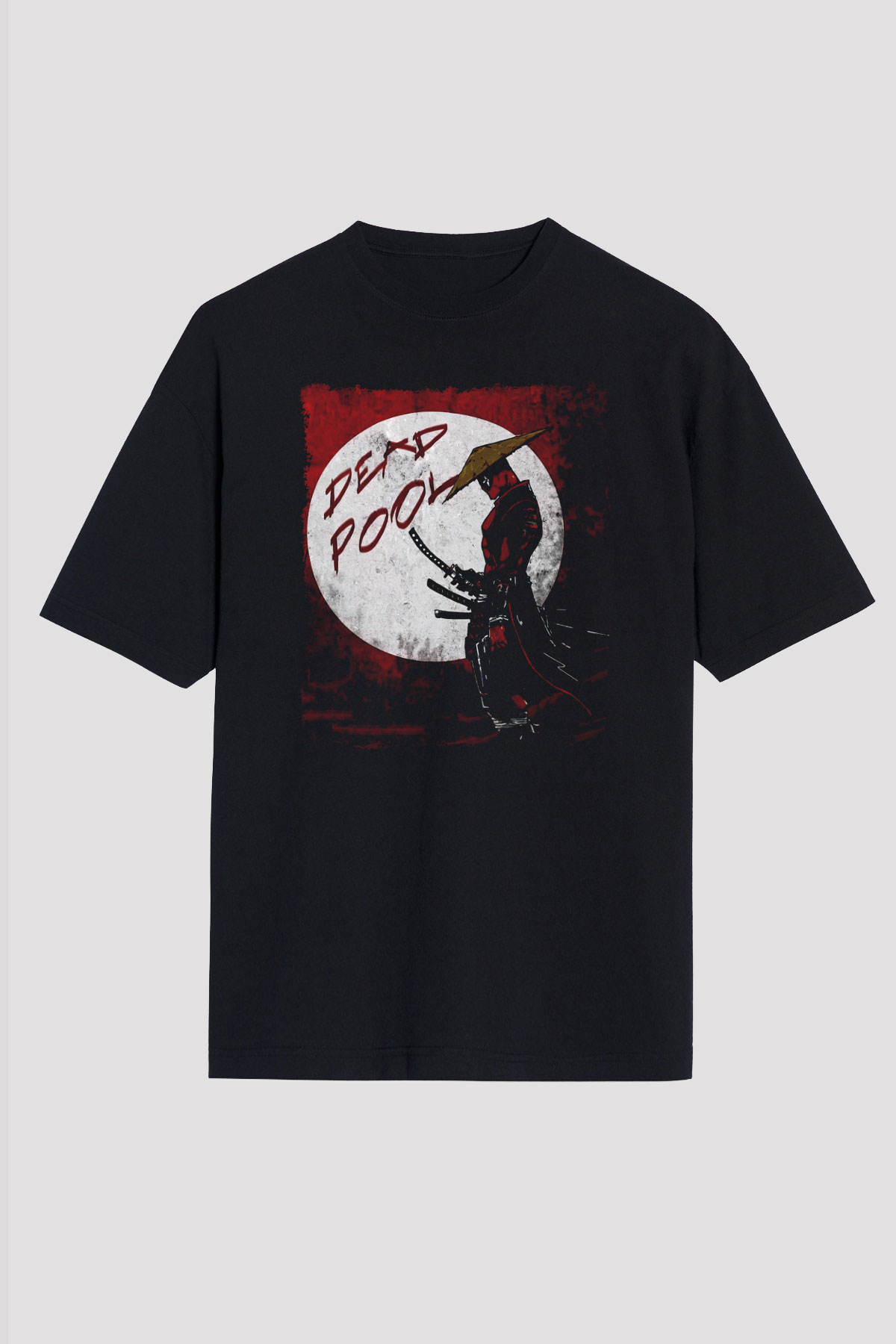Samuray Deadpool Baskılı Unisex Beyaz Tshirt