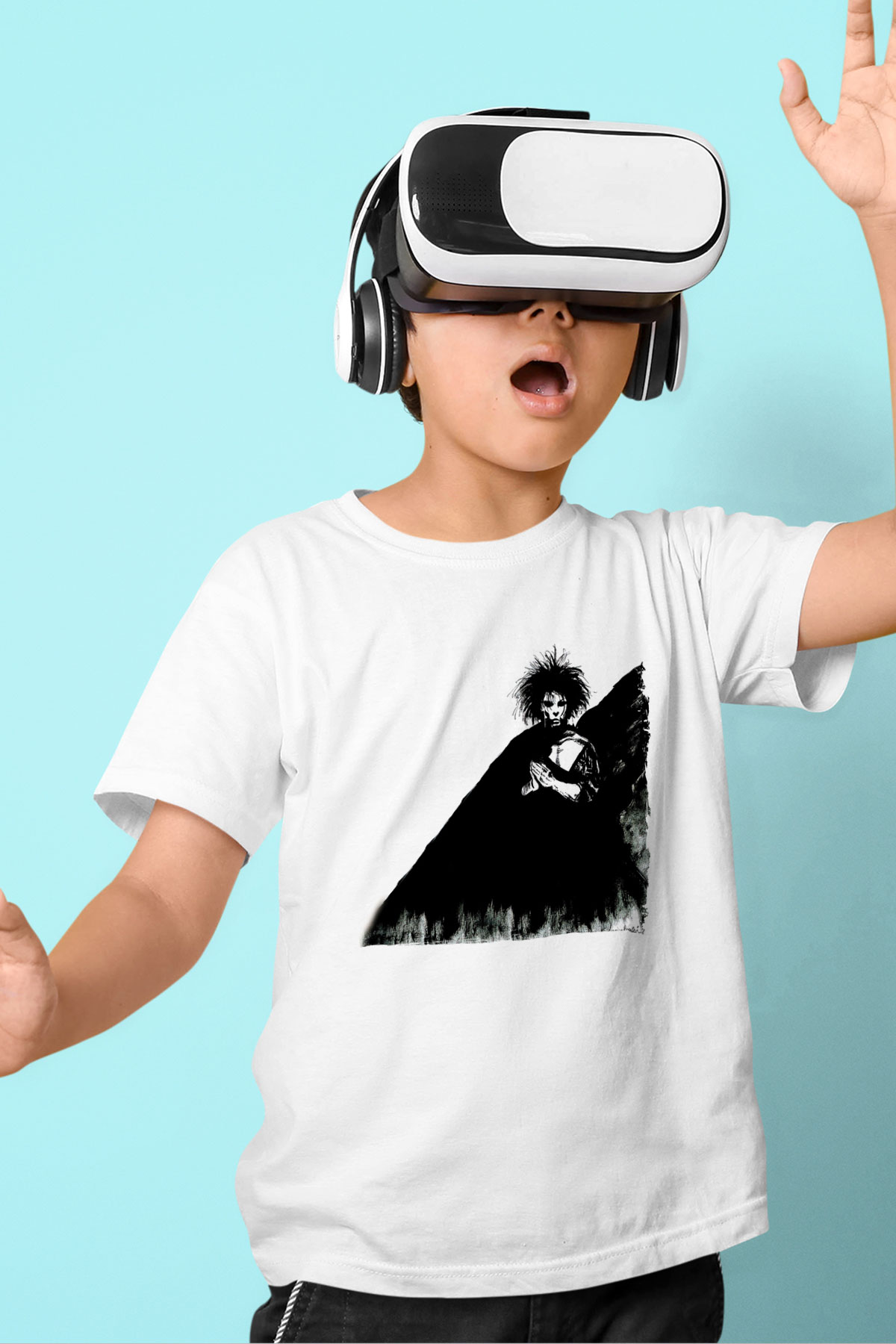 Sandman Baskılı Beyaz Unisex Beyaz Çocuk Tişört - Tshirt