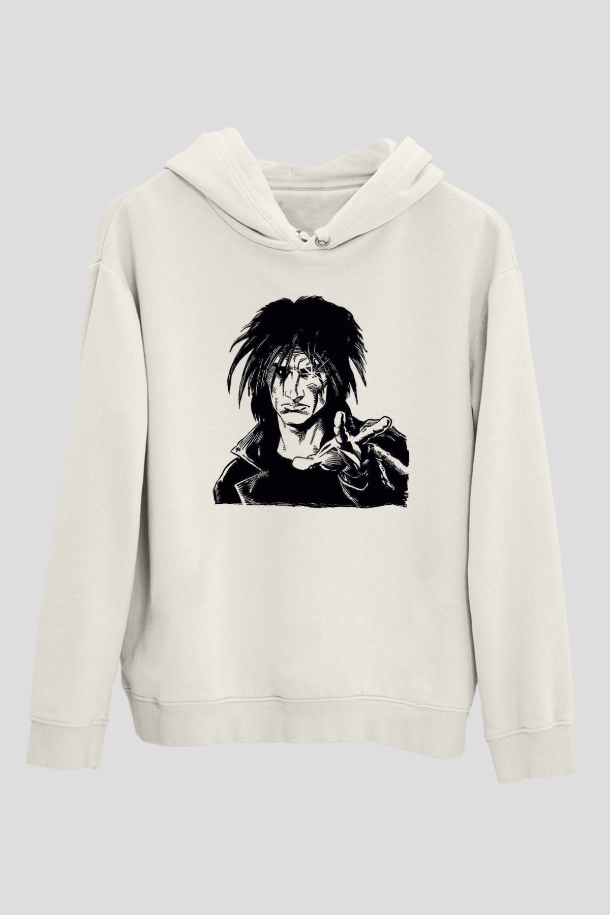 Sandman Baskılı Beyaz Unisex Hoodie