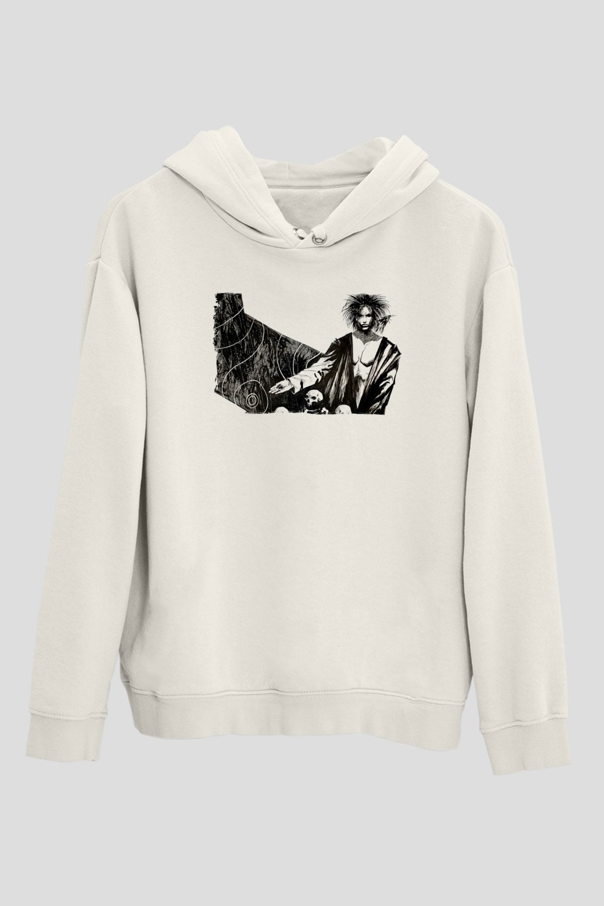 Sandman Baskılı Beyaz Unisex Hoodie