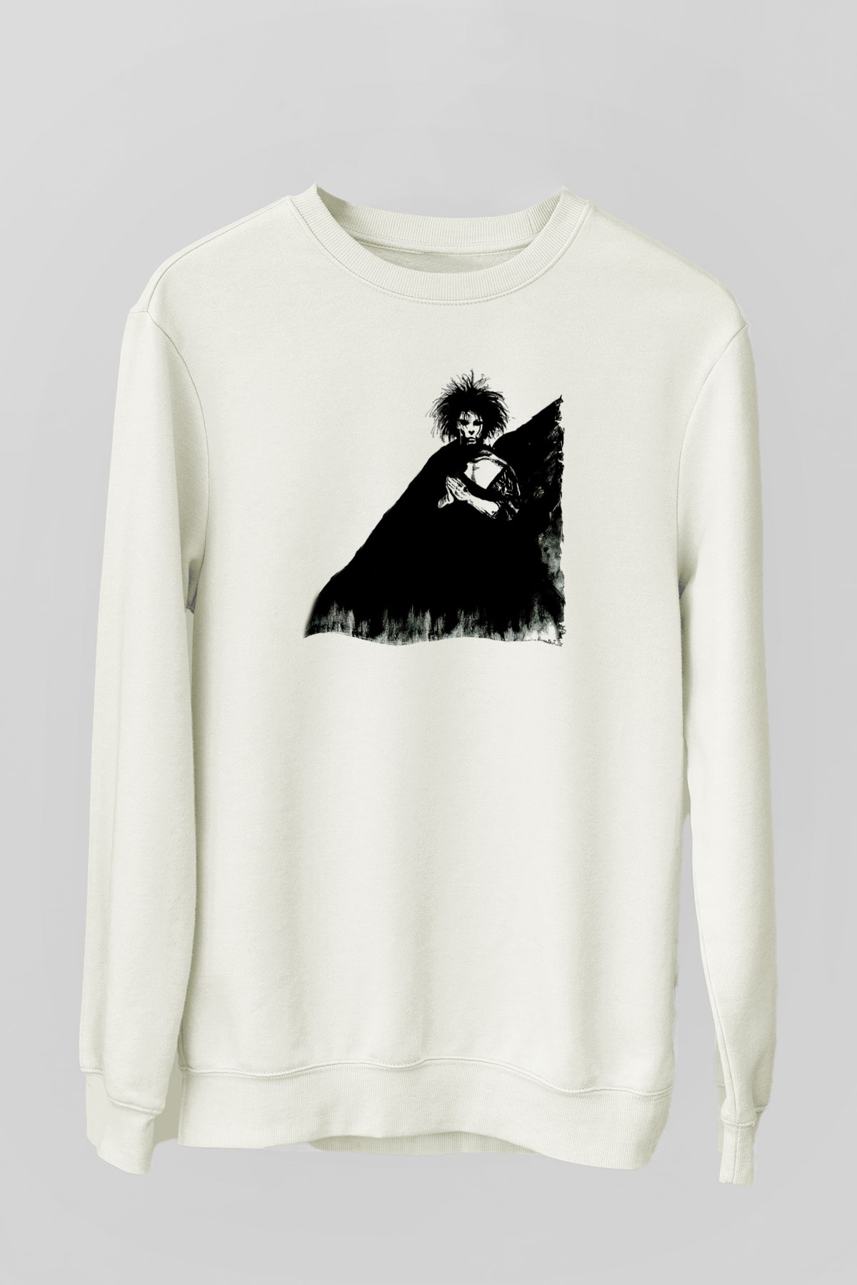 Sandman Baskılı Beyaz Unisex Sweatshirt
