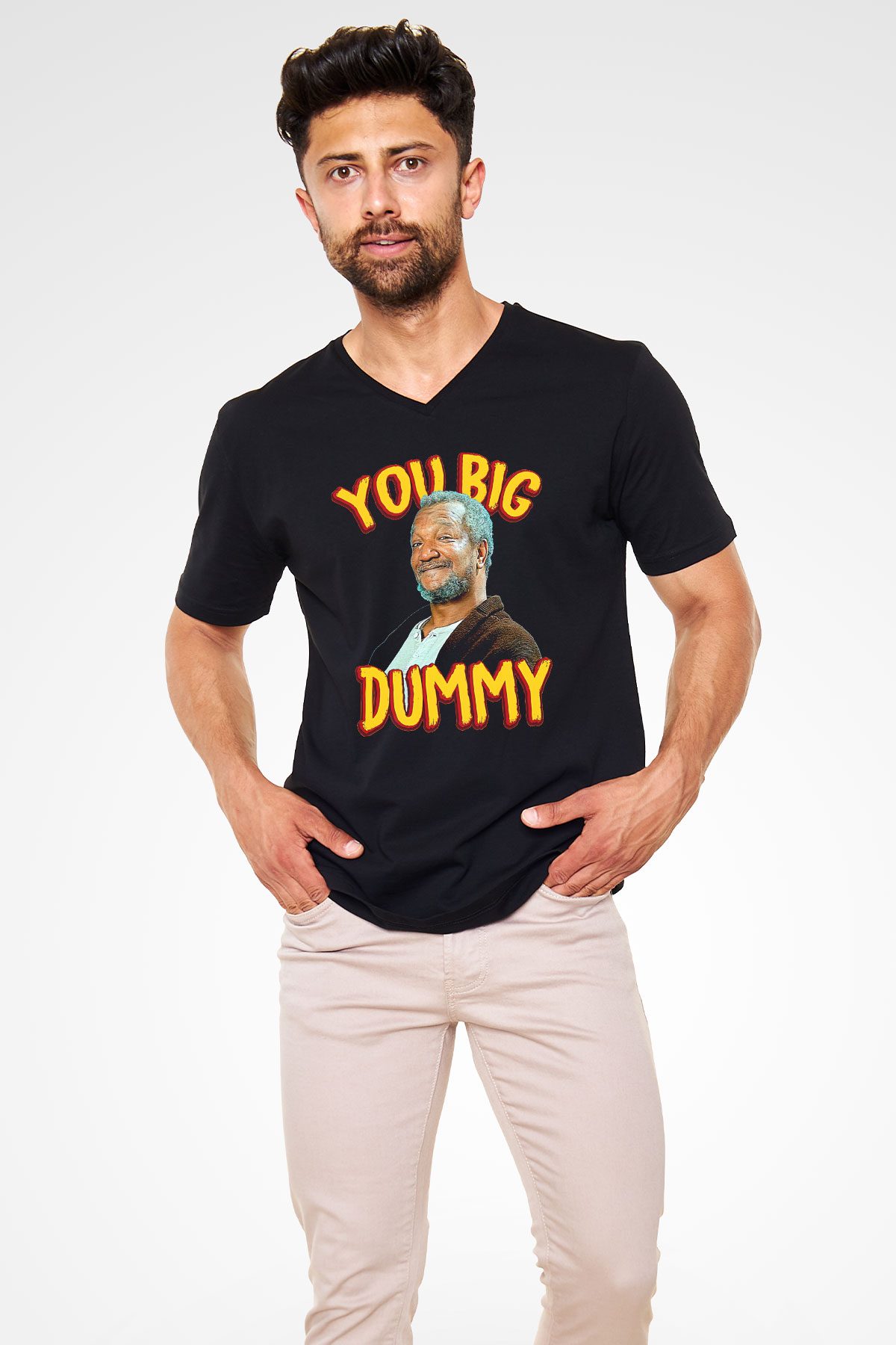 Sanford and Son Siyah Unisex V Yaka Tişört