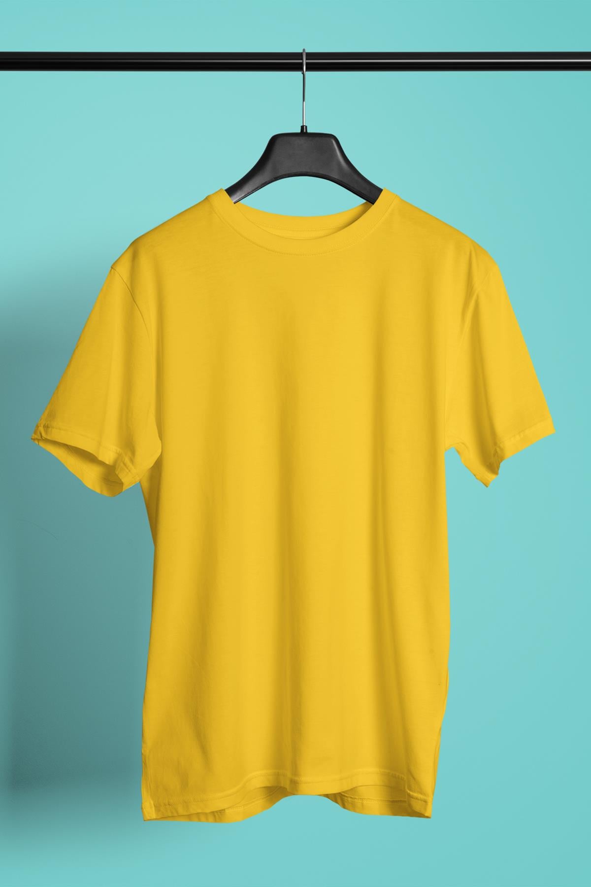 Sarı Basic Unisex Tişört T-Shirt - TişörtFabrikası