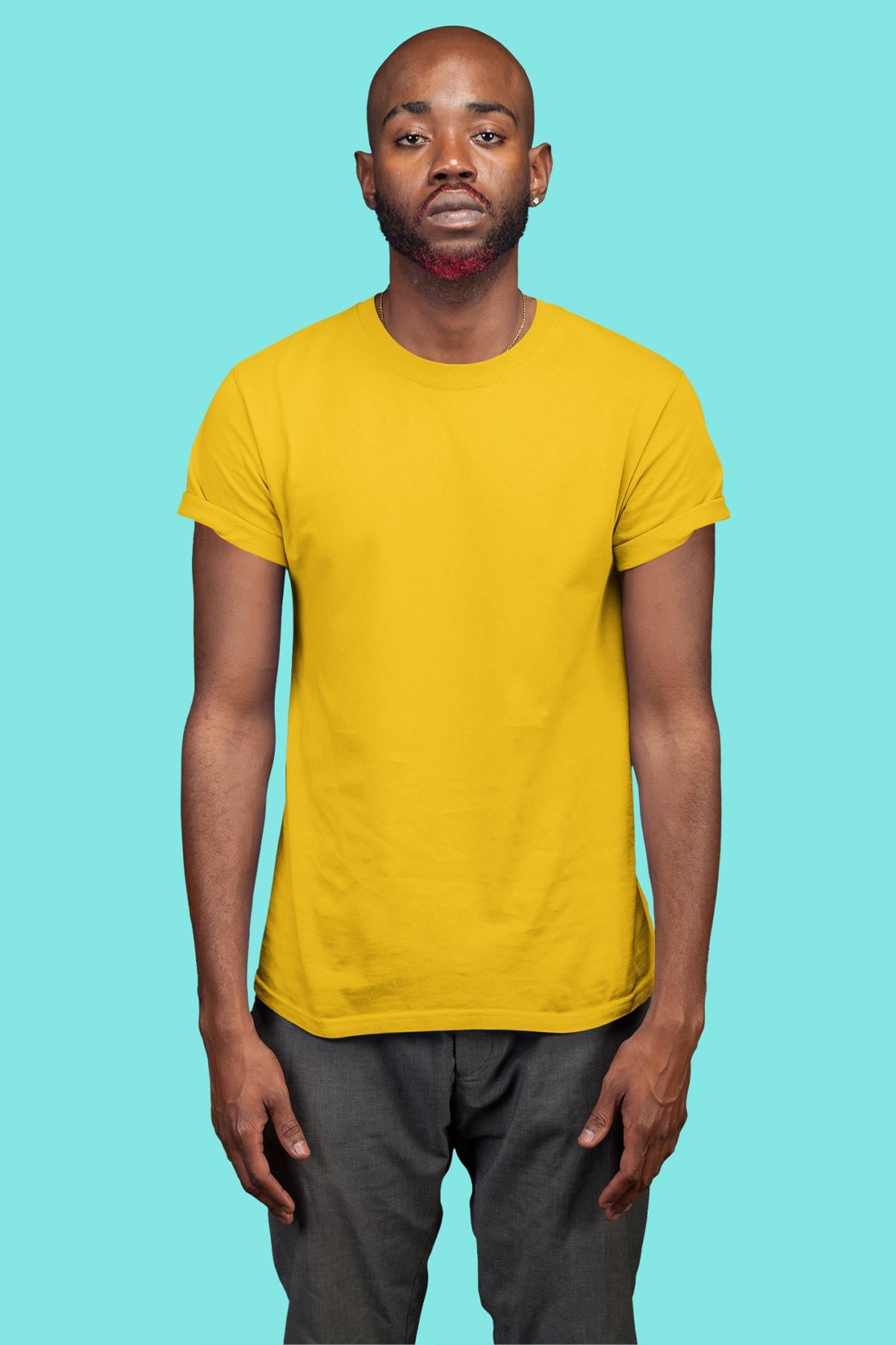 Sarı Basic Unisex Tişört T-Shirt - TişörtFabrikası