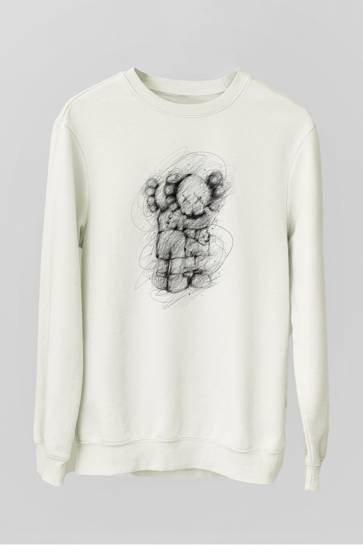 Sarılma Baskılı Unisex Beyaz  Sweatshirt