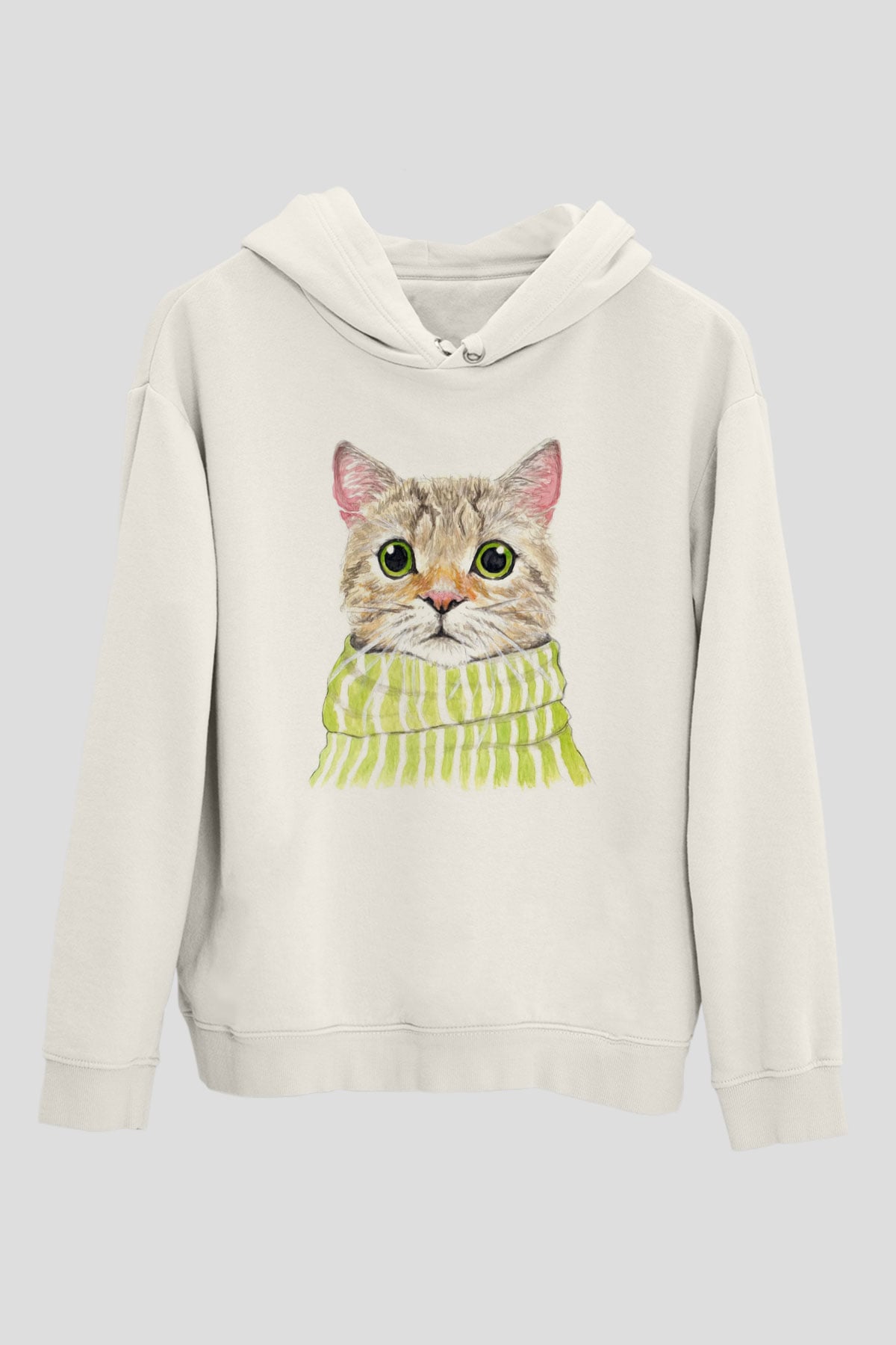 Şaşkın KediBeyaz Tshirt Unisex Hoodie