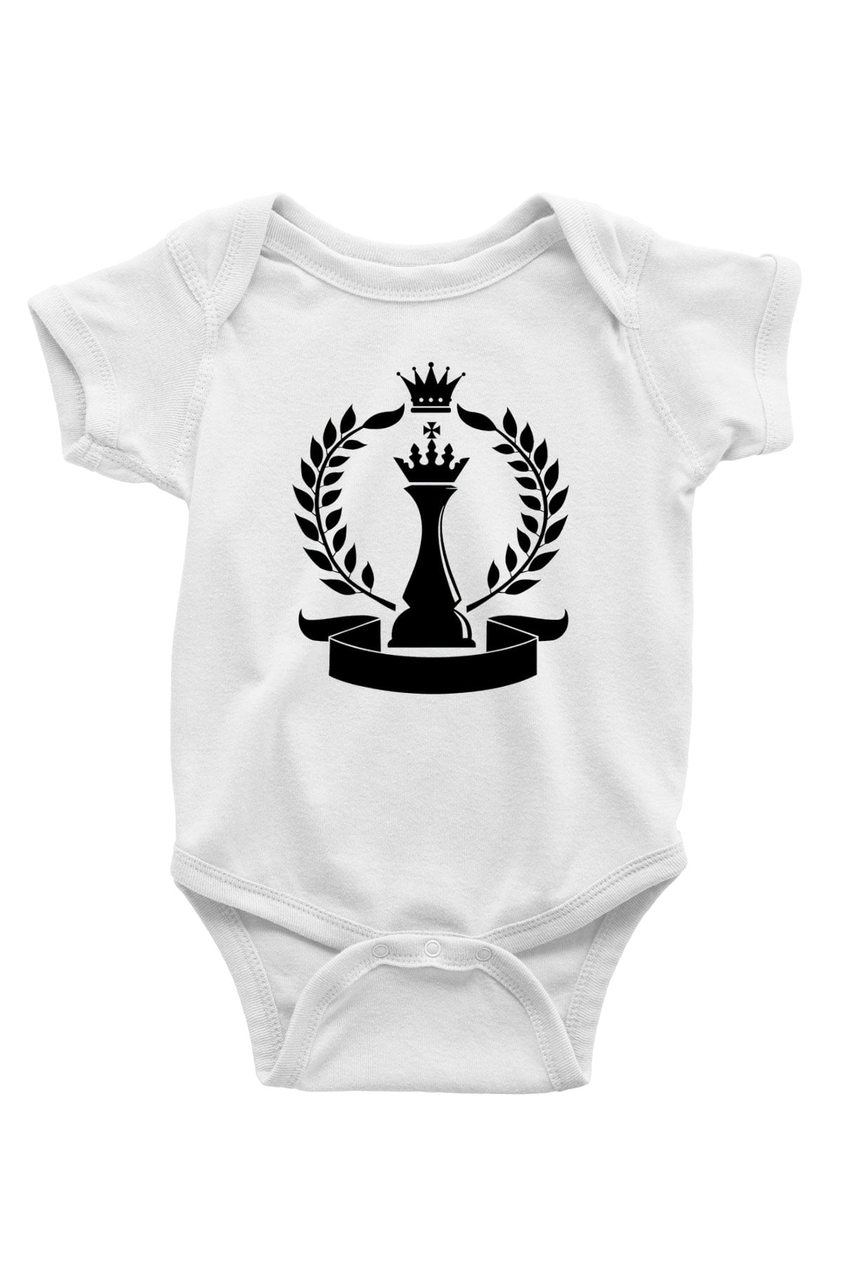 Satranç Baskılı Beyaz Unisex Bebek Body - Zıbın