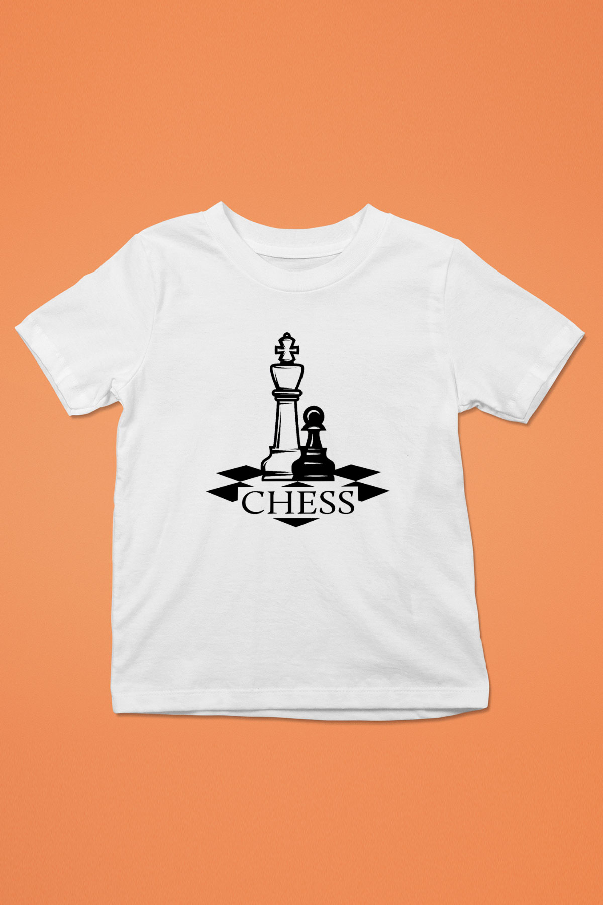 Satranç Baskılı Beyaz Unisex Çocuk Tişört