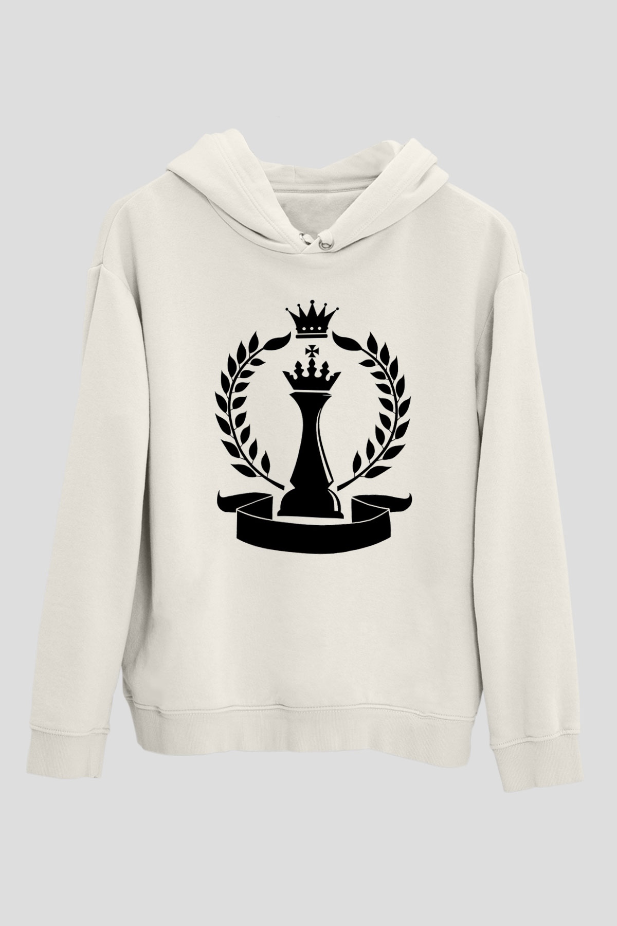Satranç Beyaz Unisex Hoodie