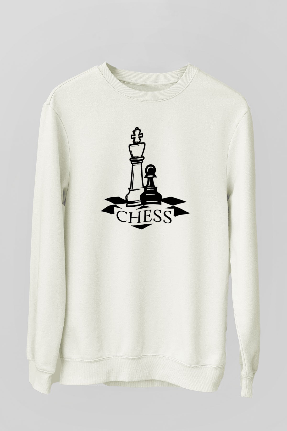 Satranç Beyaz Unisex Sweatshirt
