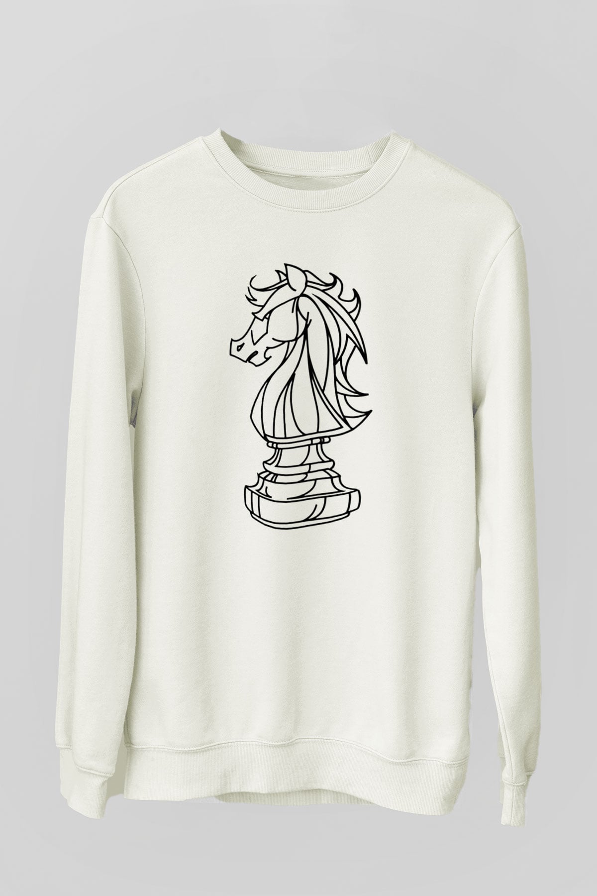Satranç Beyaz Unisex Sweatshirt