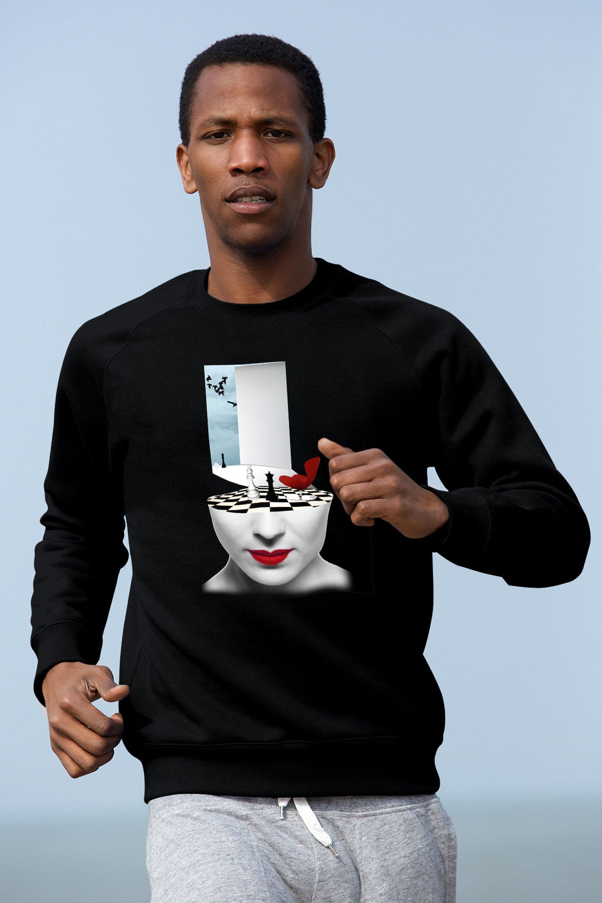 Satranç Siyah Unisex Sweatshirt