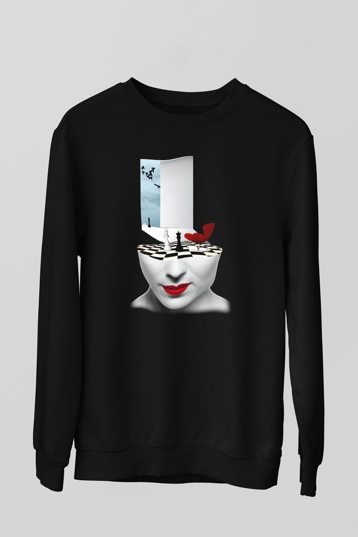 Satranç Siyah Unisex Sweatshirt