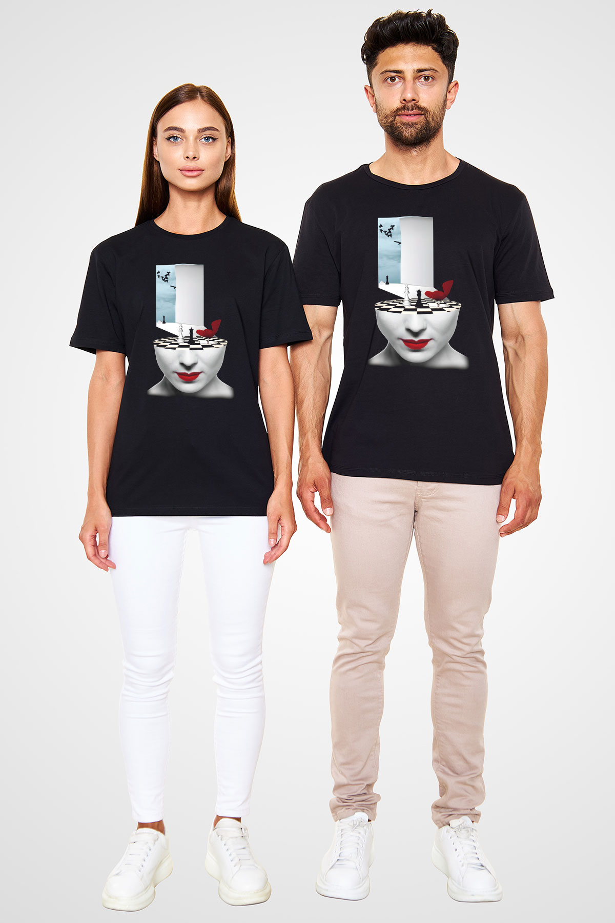 Satranç Siyah Unisex Tişört T-Shirt - TişörtFabrikası