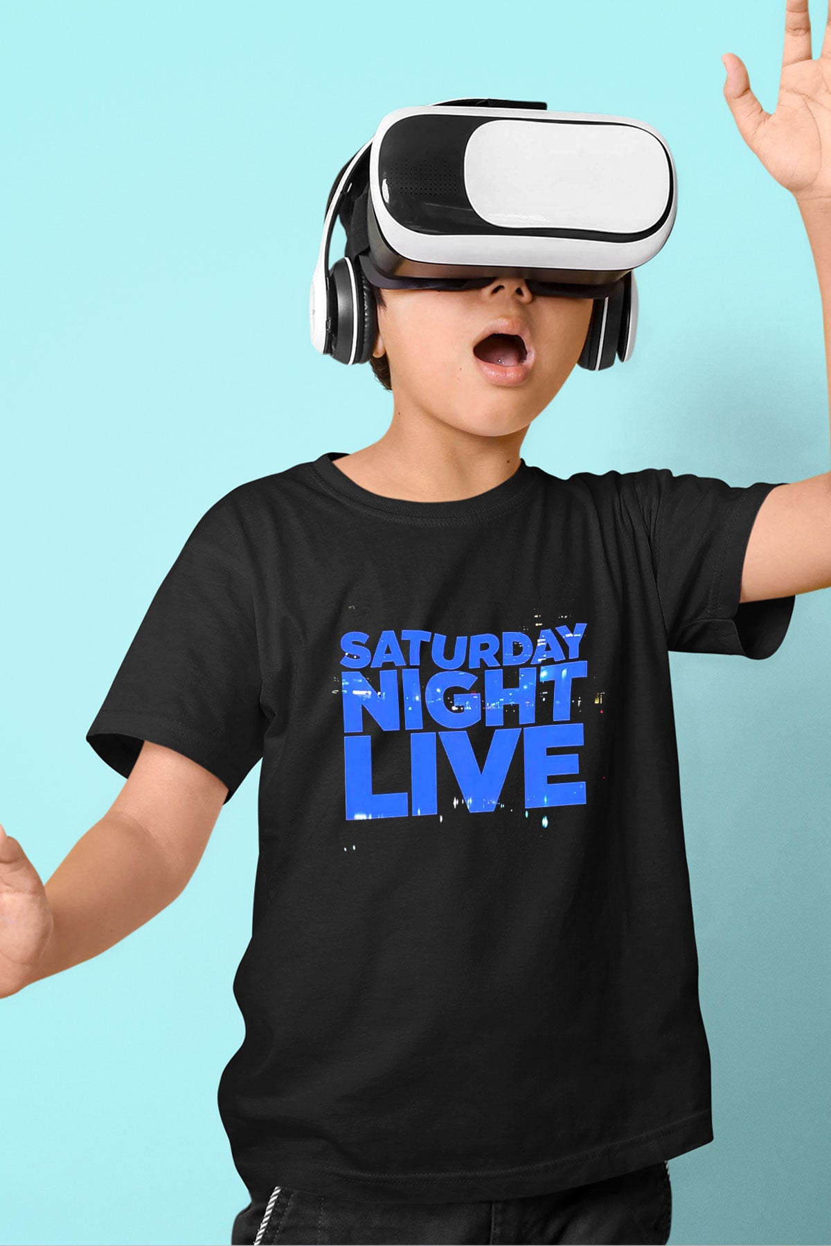 Saturday Night Live Baskılı Siyah Unisex Çocuk Tişört