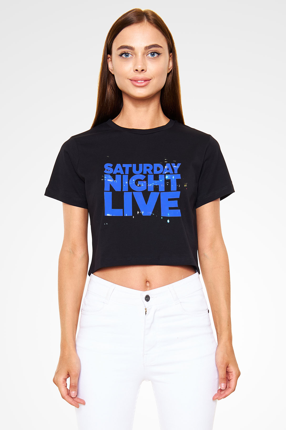Saturday Night Live Siyah Crop Top Tişört