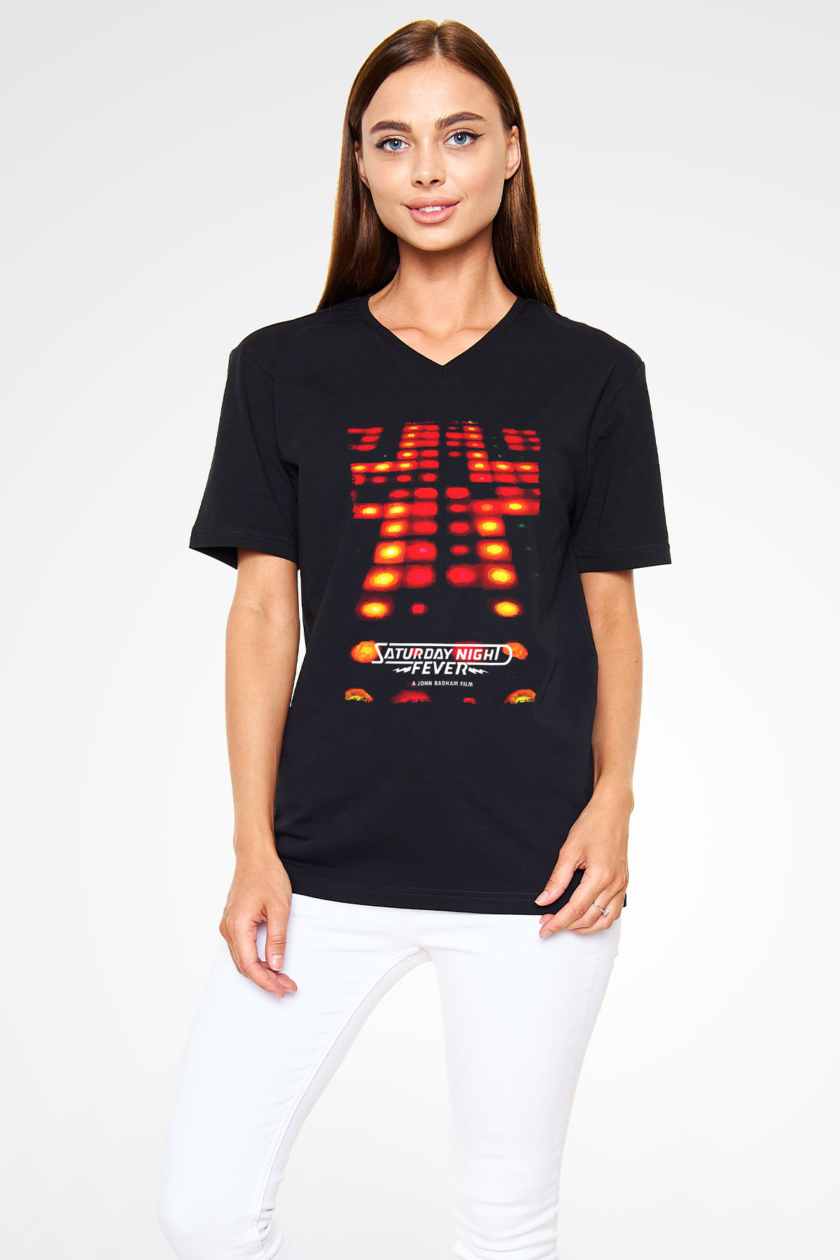Saturday Night Live Siyah Unisex  V Yaka Tişört