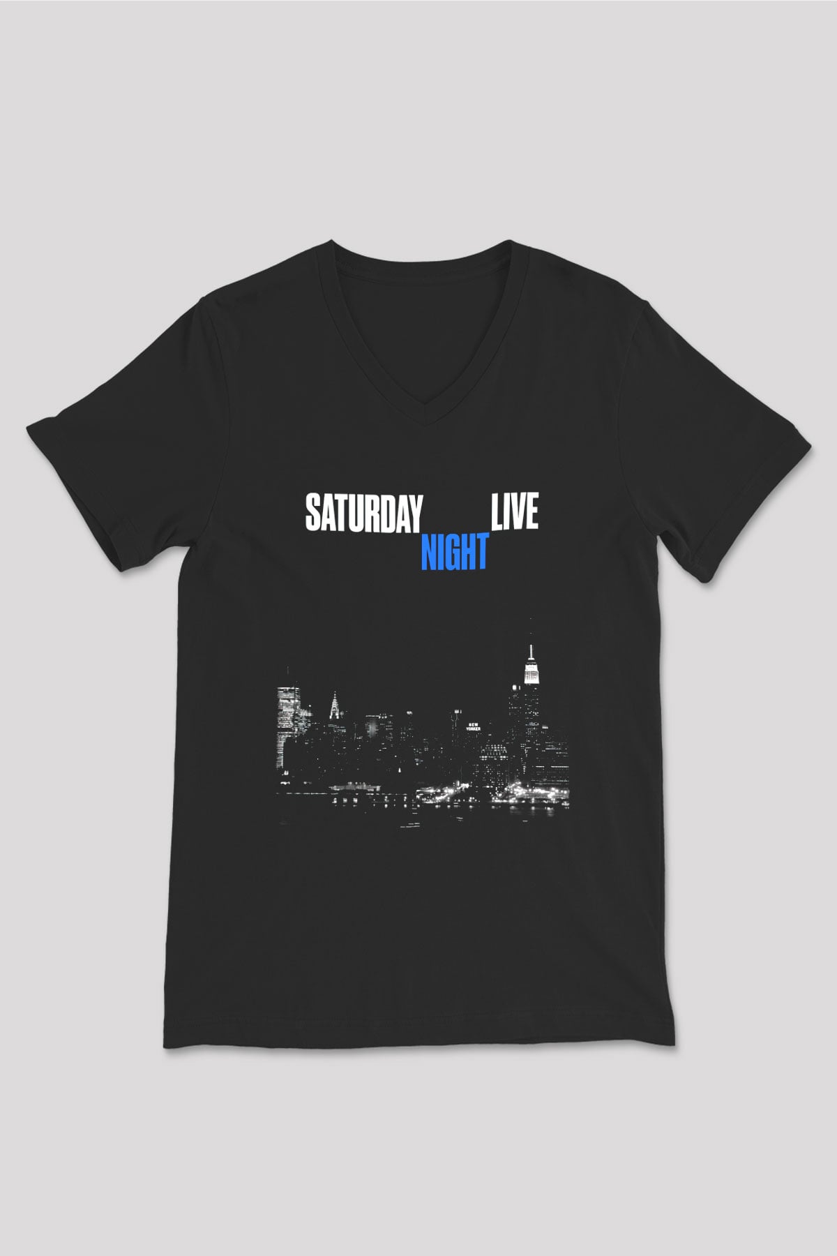 Saturday Night Live Siyah Unisex V Yaka Tişört