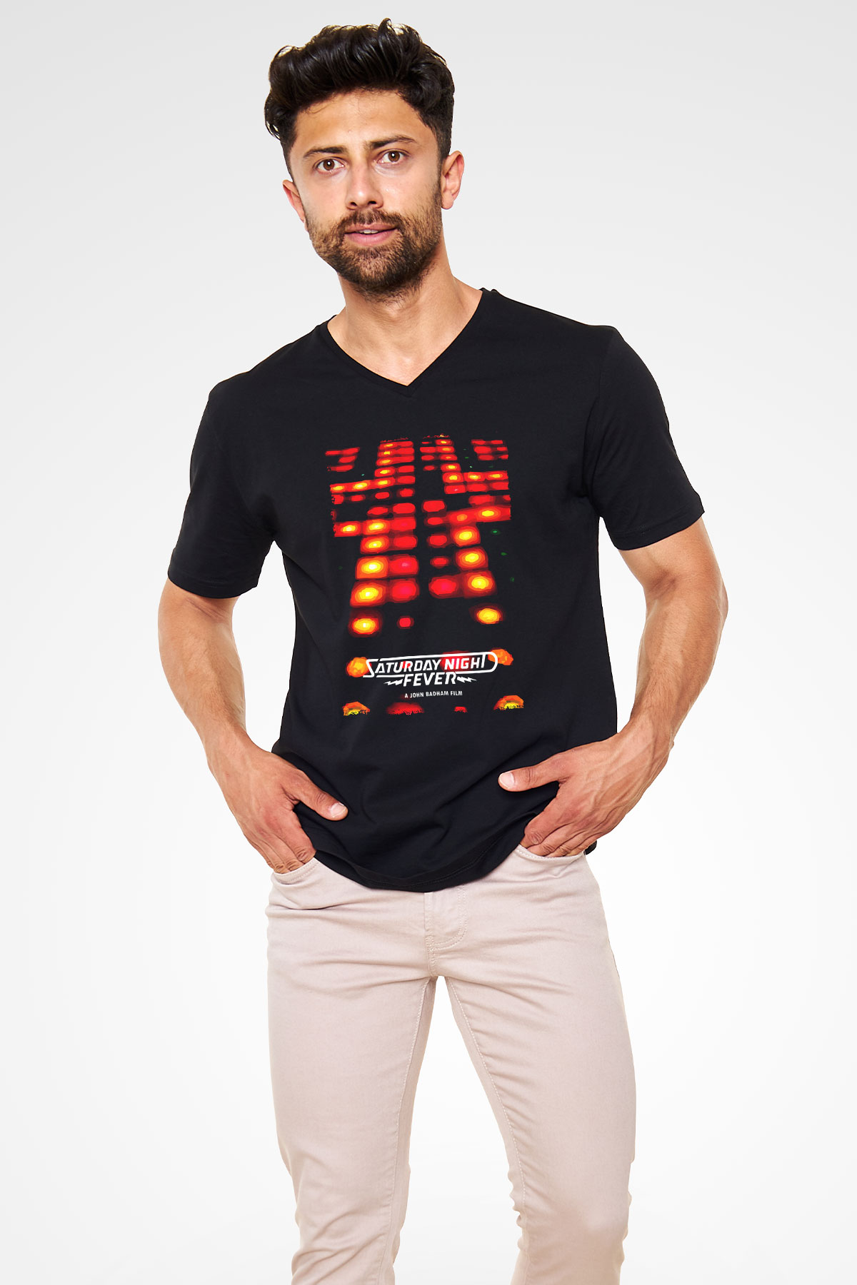 Saturday Night Live Siyah Unisex  V Yaka Tişört