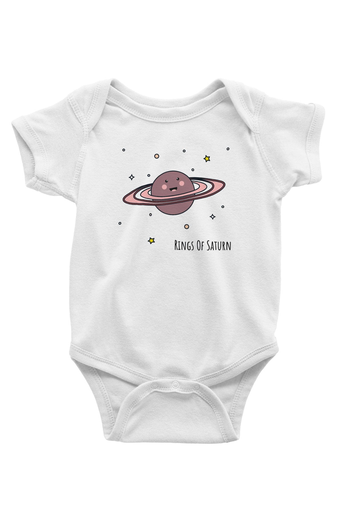 Satürn Baskılı Beyaz Unisex Bebek Body - Zıbın