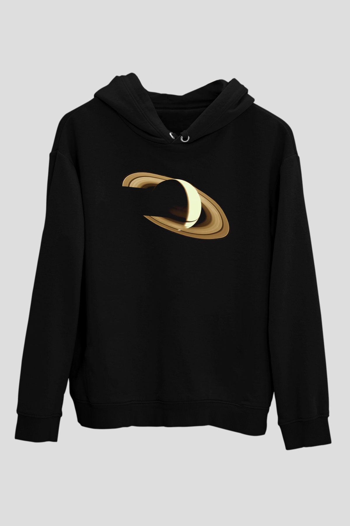 Satürn Siyah Unisex Hoodie