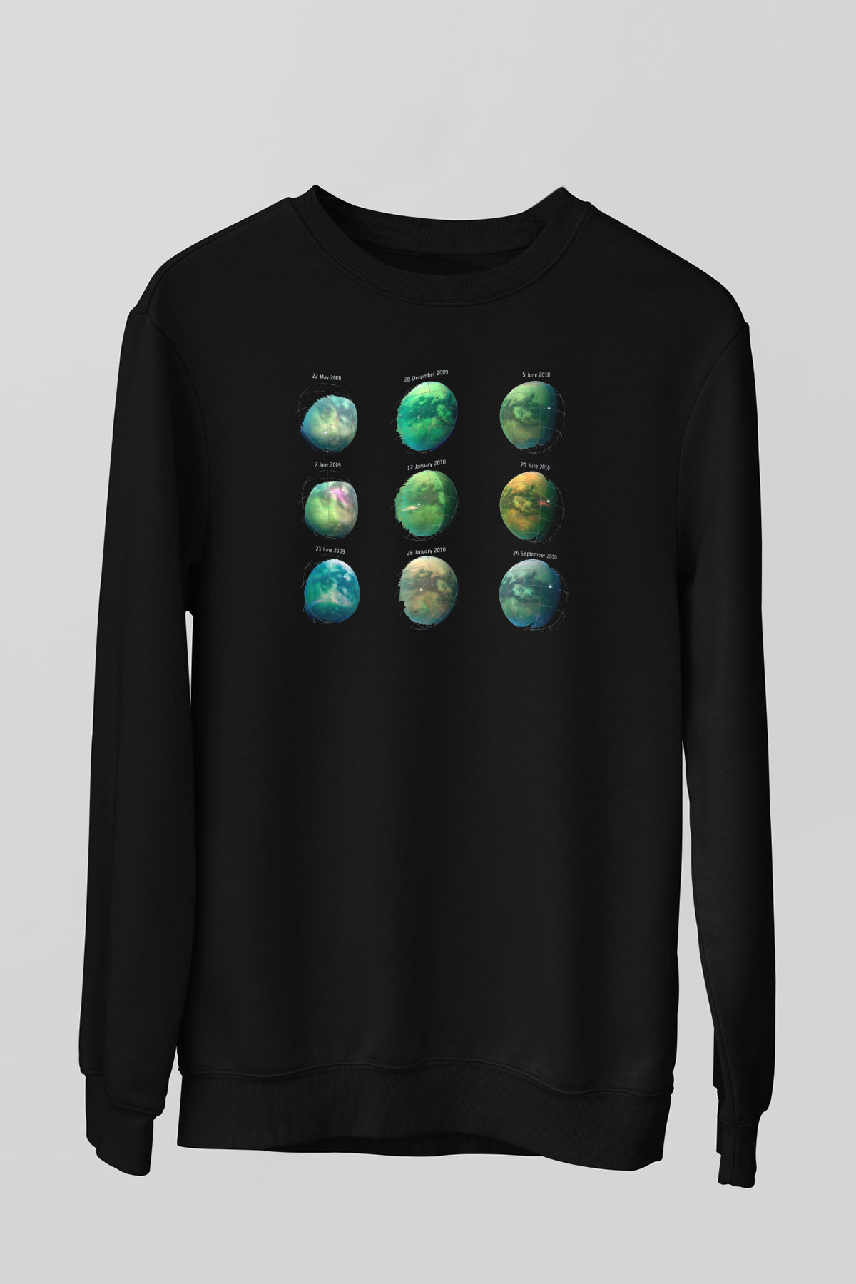 Satürn Siyah Unisex Sweatshirt