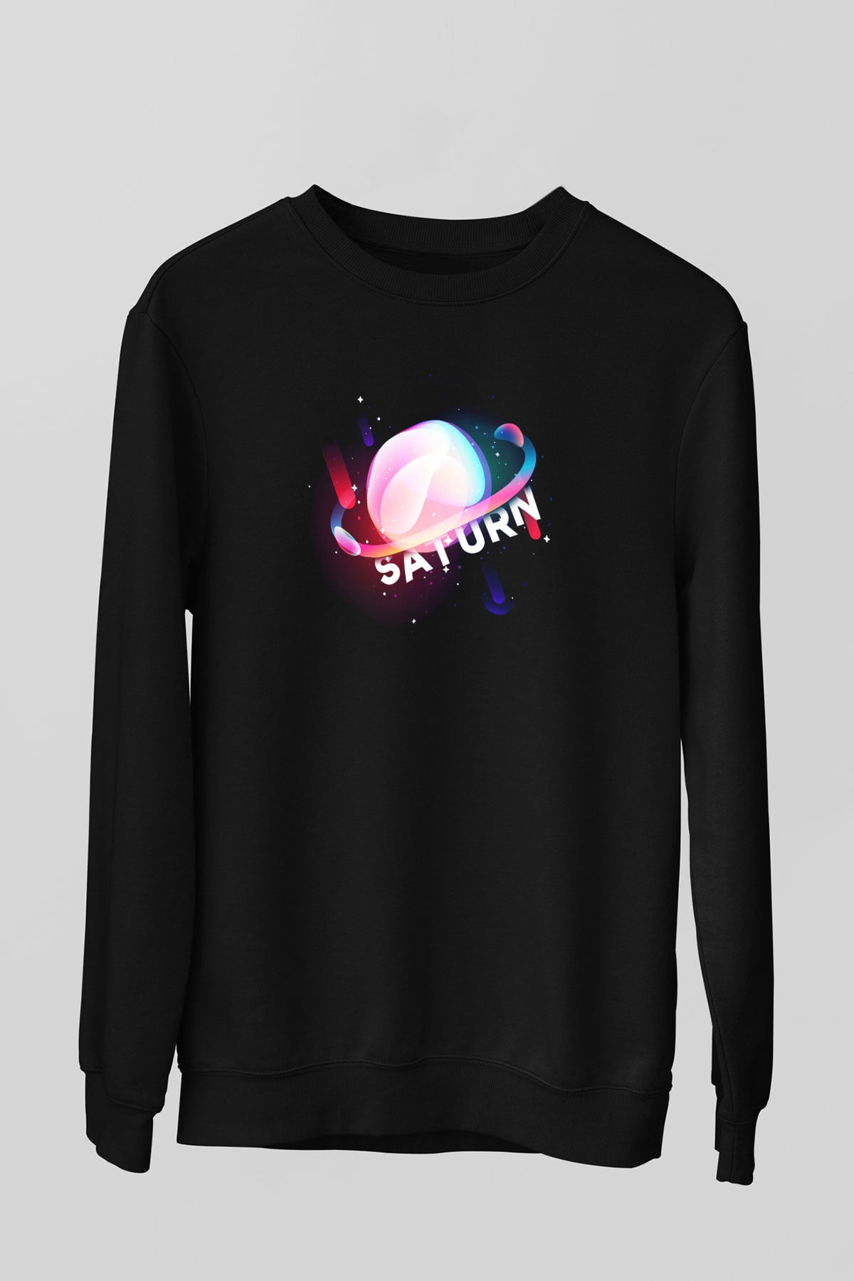 Satürn Siyah Unisex Sweatshirt