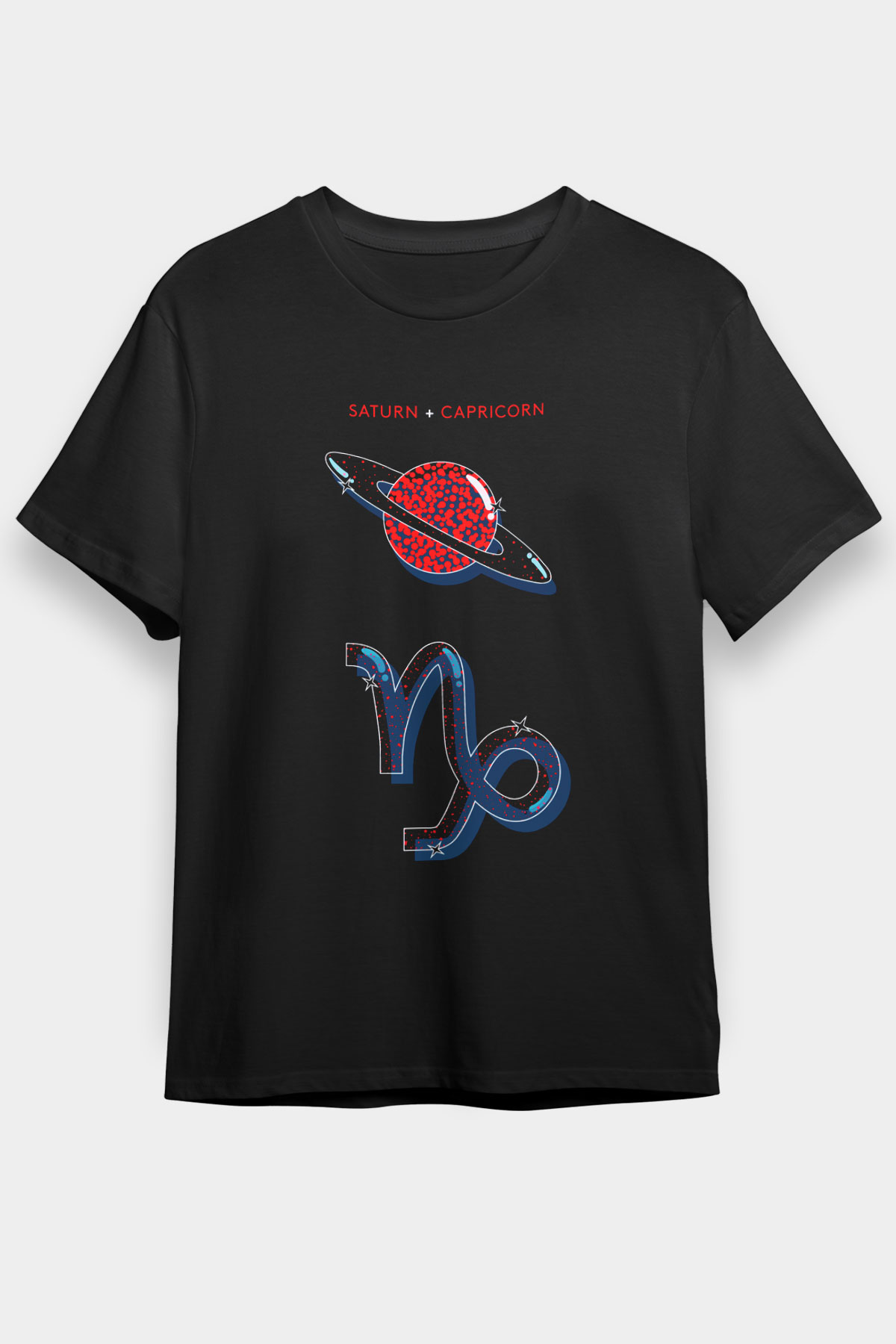 Satürn Siyah Unisex Tişört T-Shirt - TişörtFabrikası