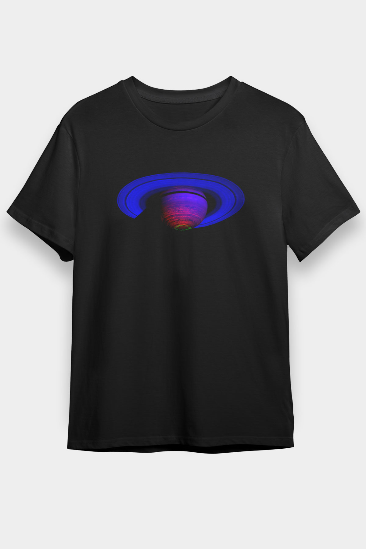Satürn Siyah Unisex Tişört T-Shirt - TişörtFabrikası