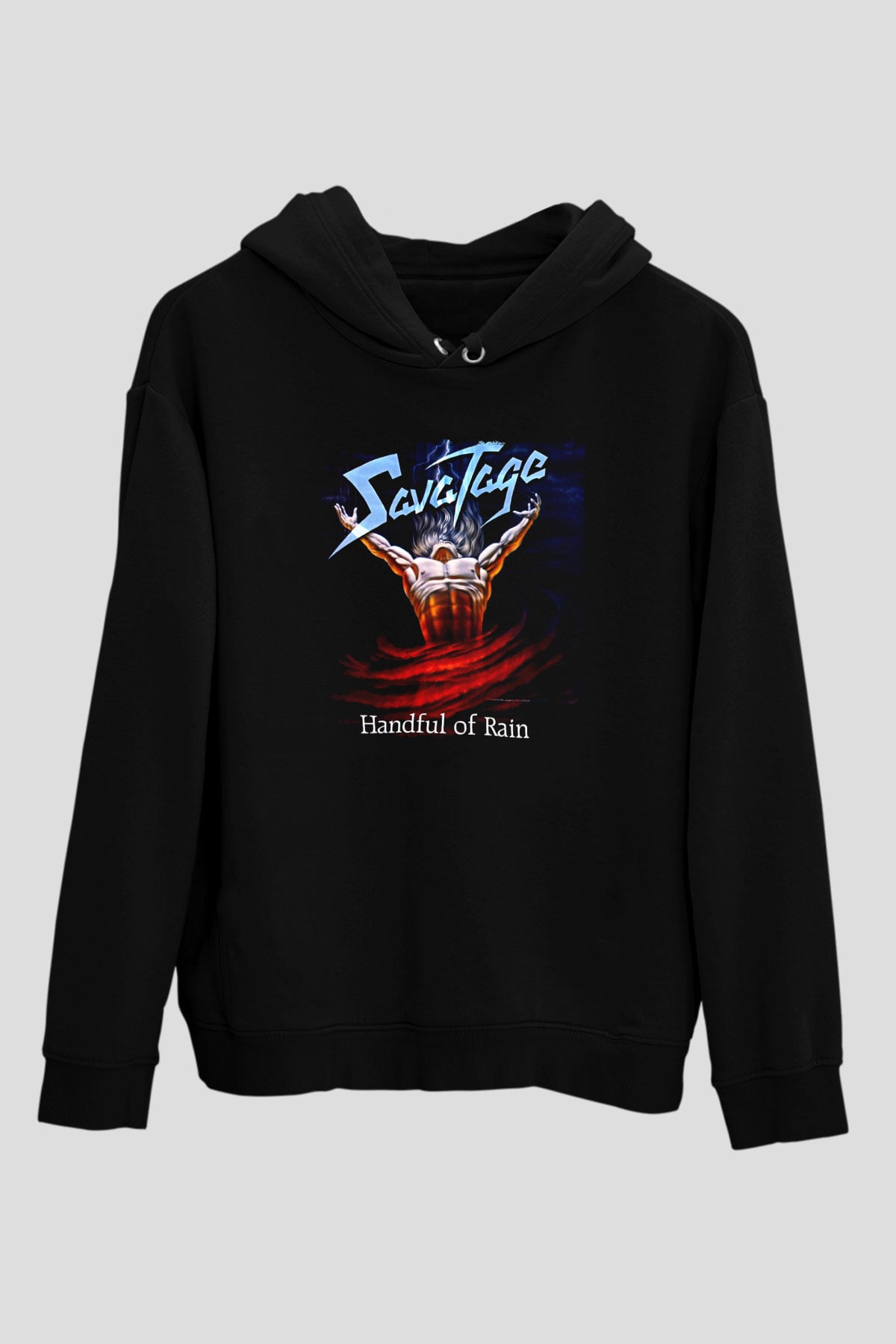 Savatage Baskılı Unisex Siyah Kapüşonlu Sweatshirt