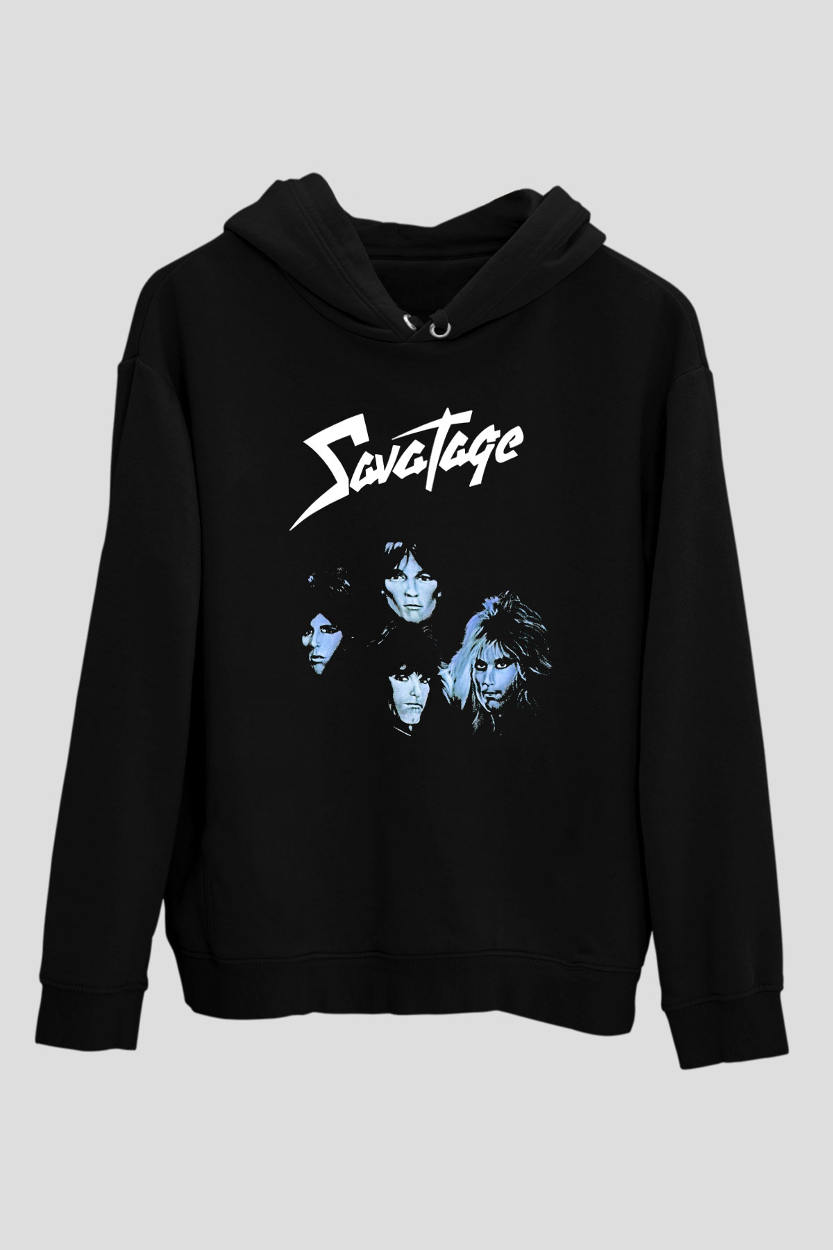 Savatage Baskılı Unisex Siyah Kapüşonlu Sweatshirt
