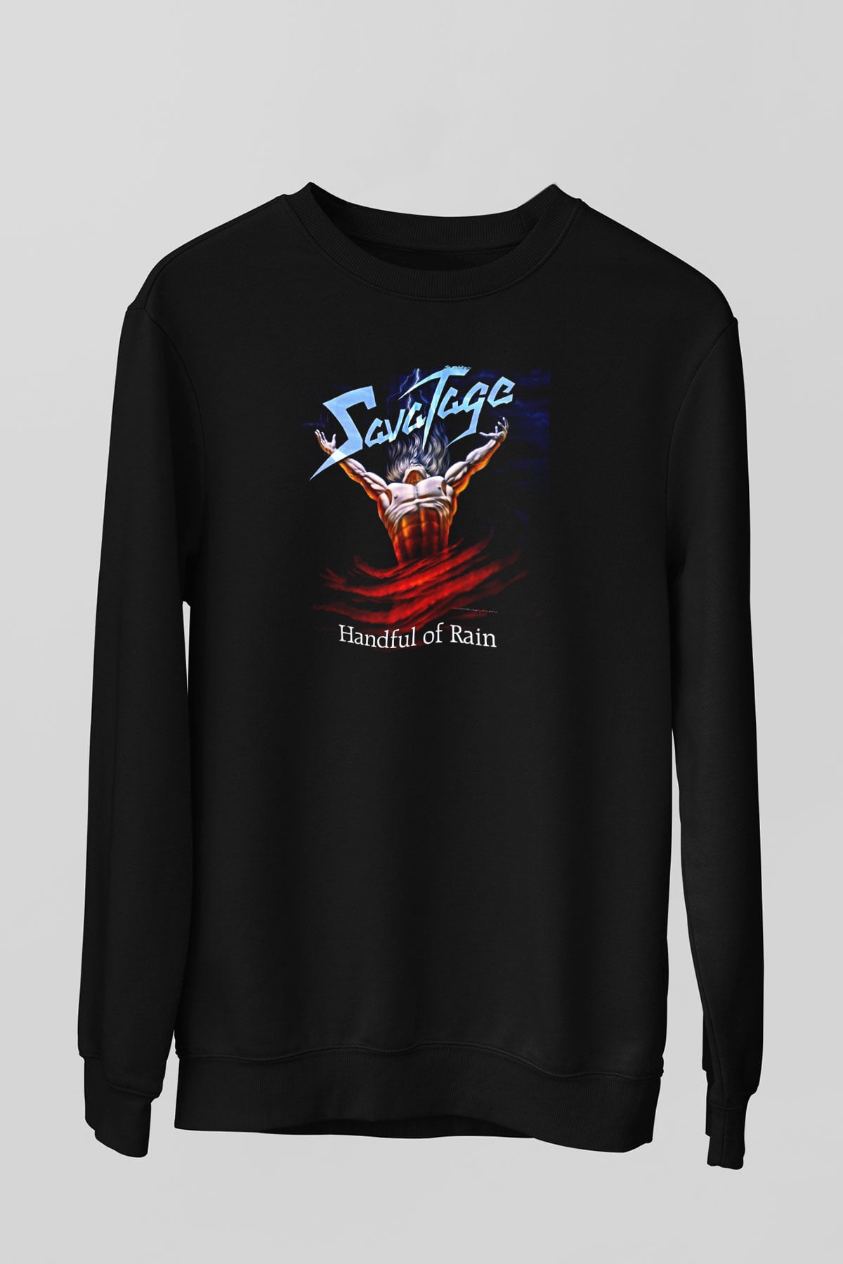 Savatage Baskılı Unisex Siyah Sweatshirt