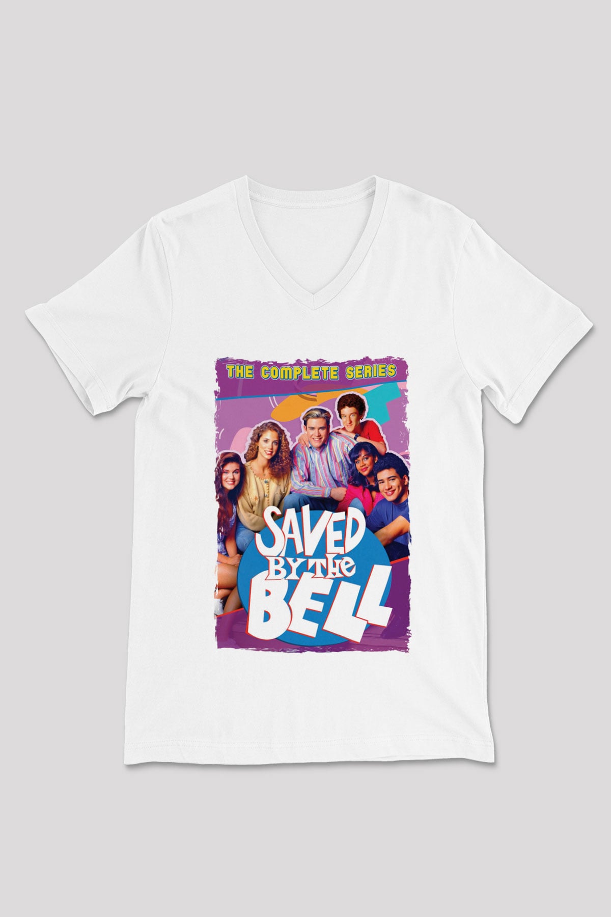 Saved by the Bell Beyaz Unisex V Yaka Tişört